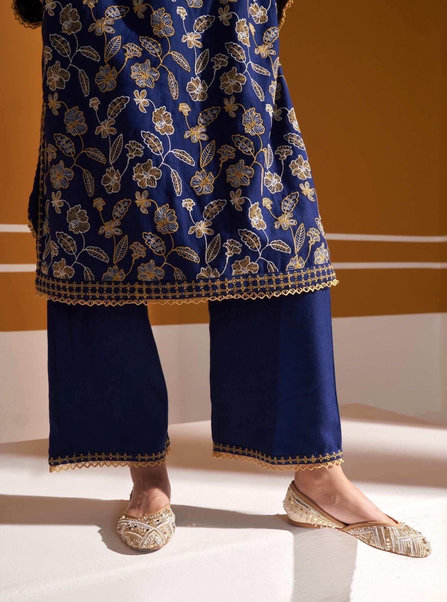 Clare Wool Navy Kurta Set