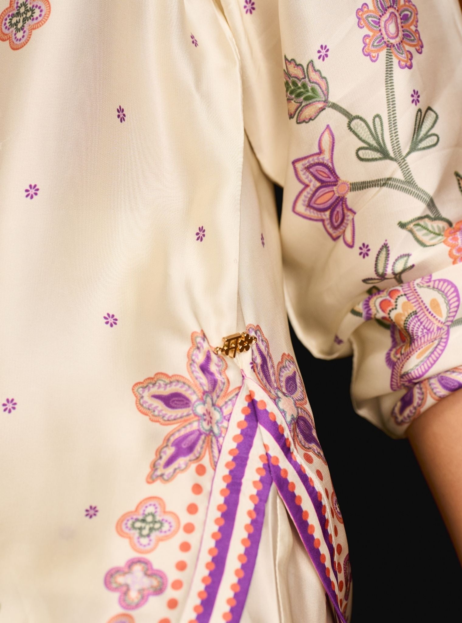 Mrina Cupro Satin Off White Long Shirt Co-ord Set