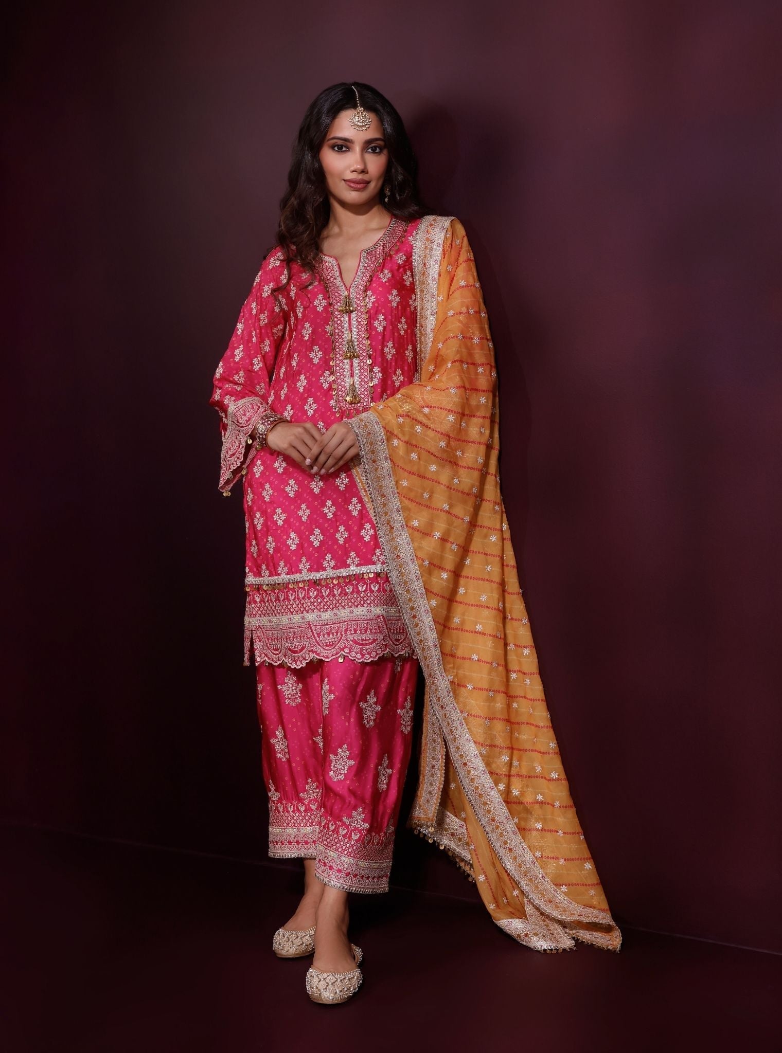 Elira Cupro Satin Fuschia Kurta Set