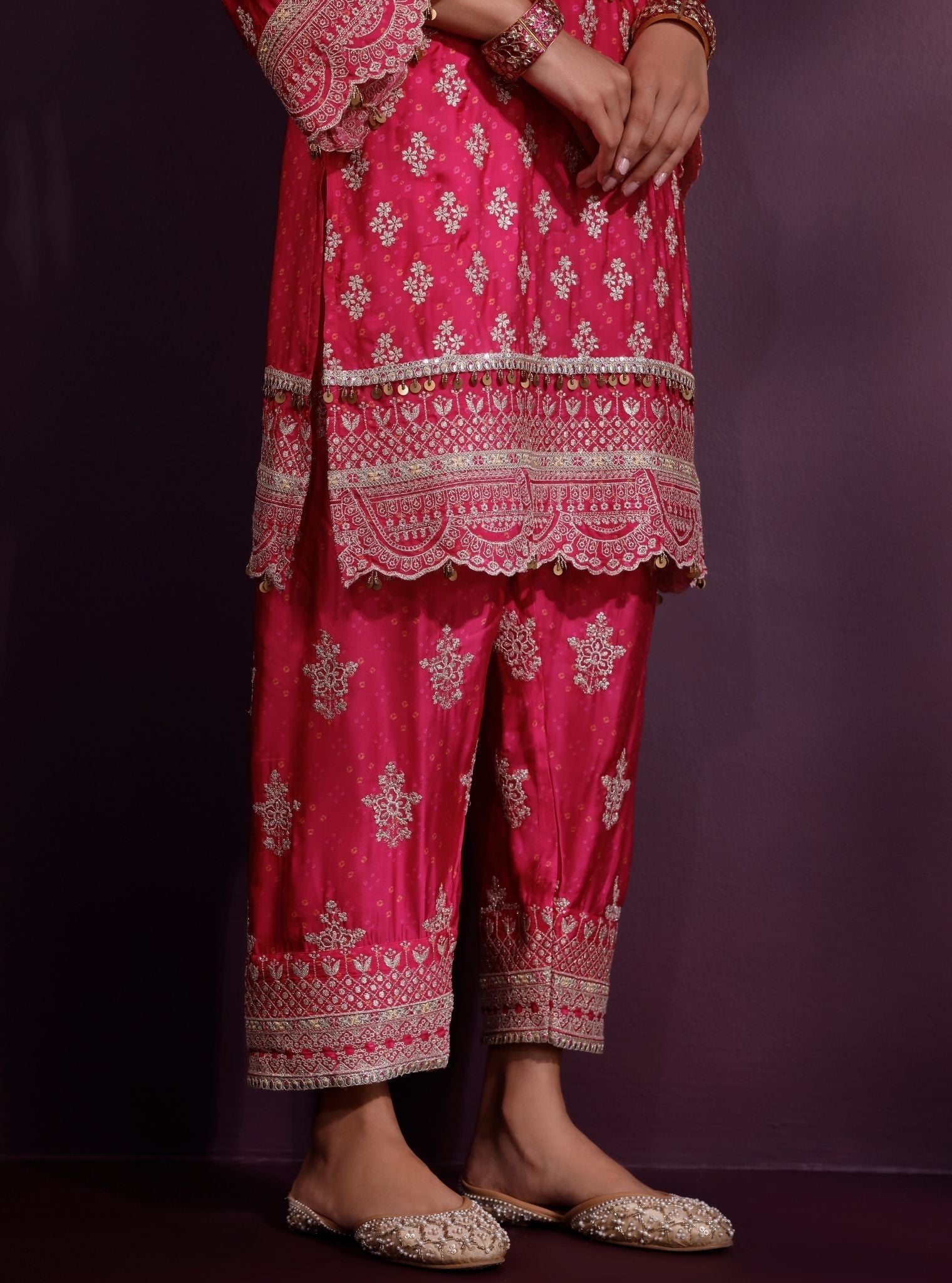 Elira Cupro Satin Fuschia Kurta Set