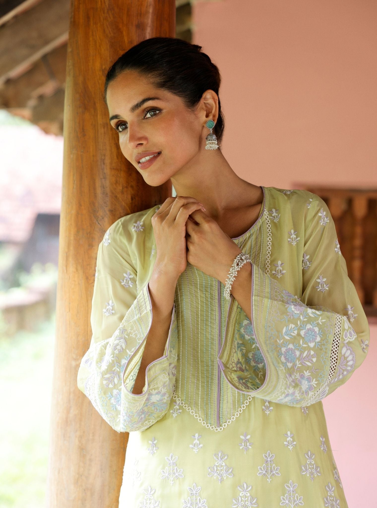 Shail Organza Lime Kurta Set