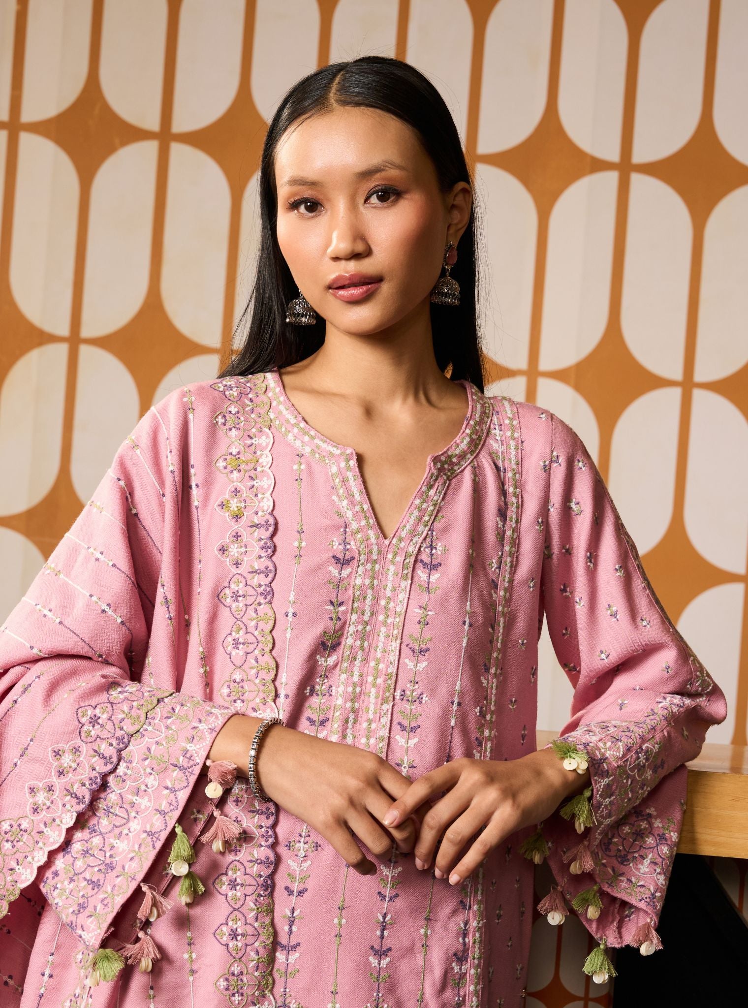 Phoebev Wool Pink Kurta Set