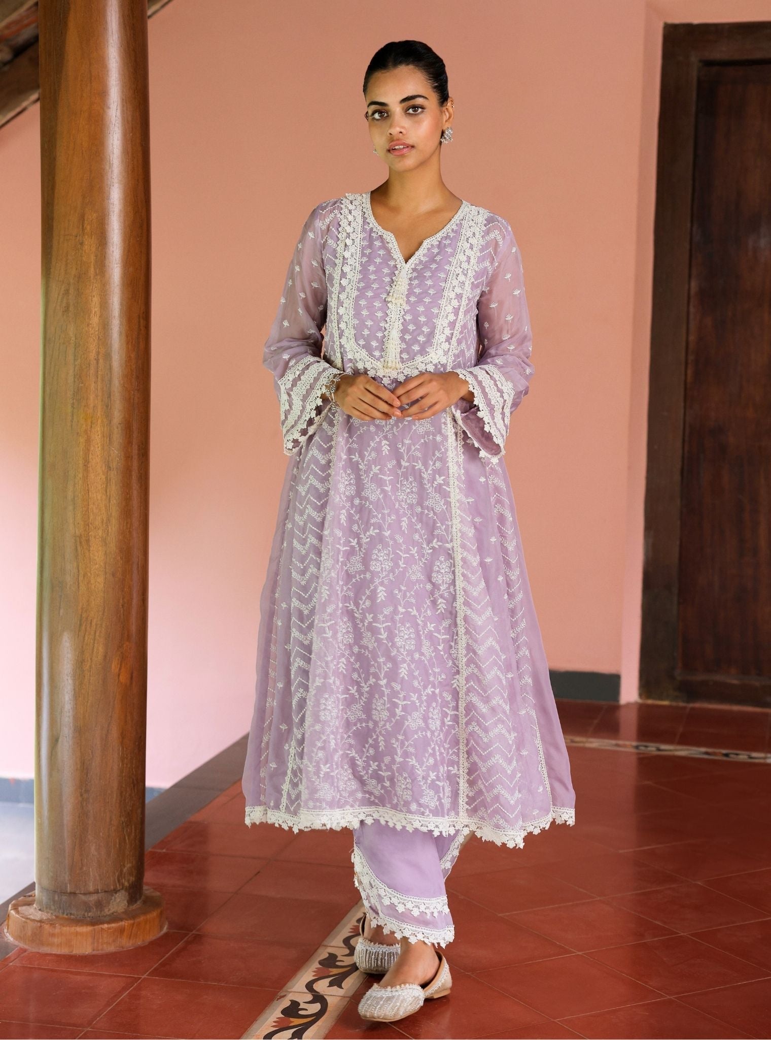 Keerth Organza Lavender Anarkali Kurta Set