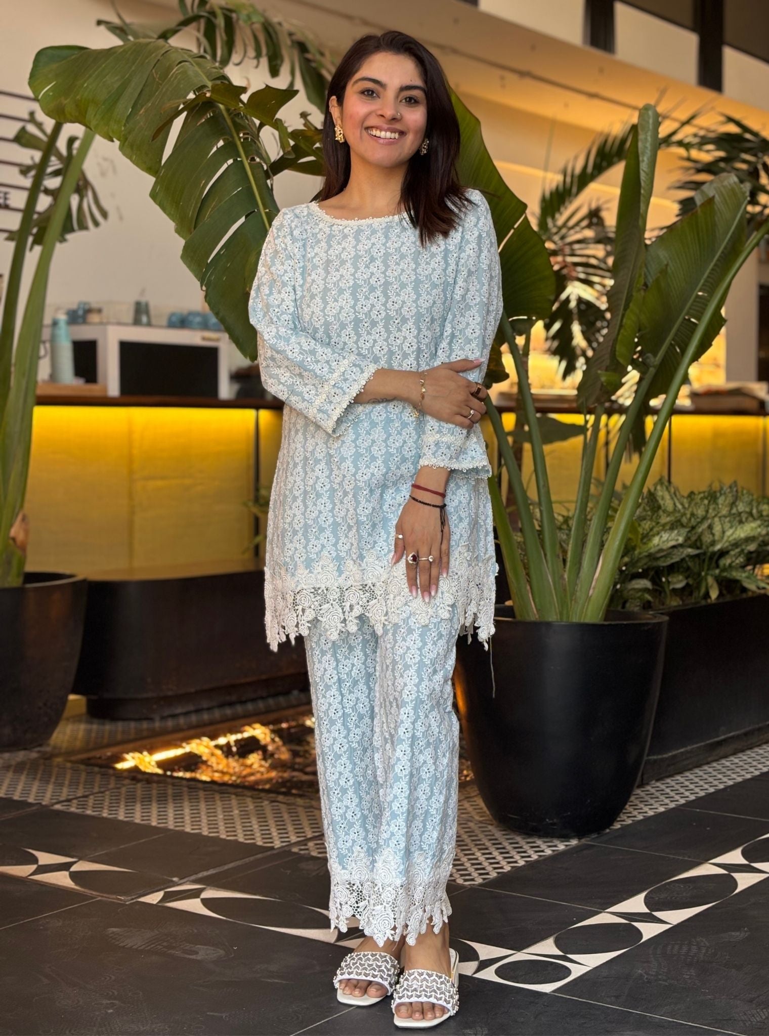 Ebana Cotton Light Blue Co-ord Set