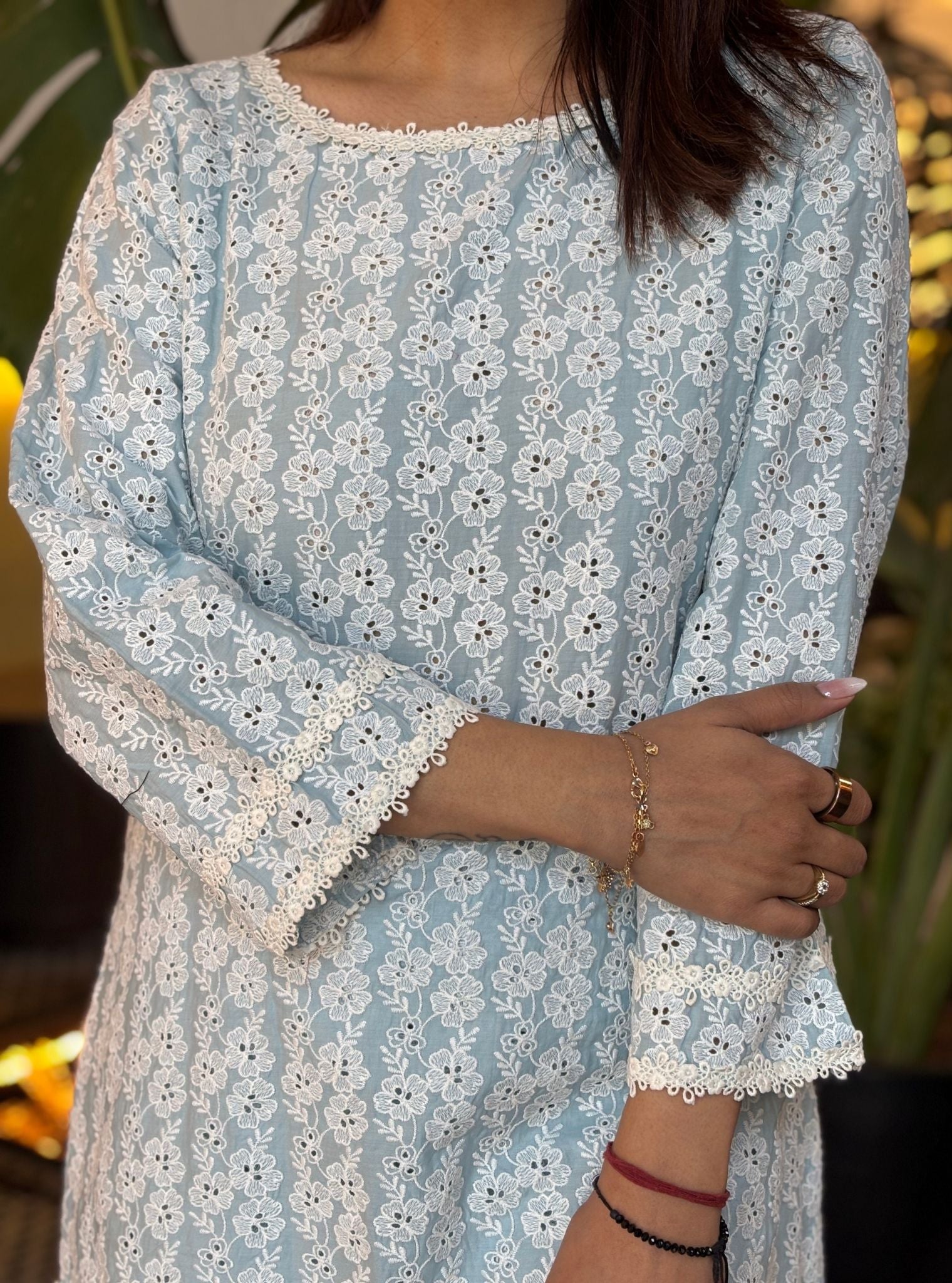 Ebana Cotton Light Blue Co-ord Set