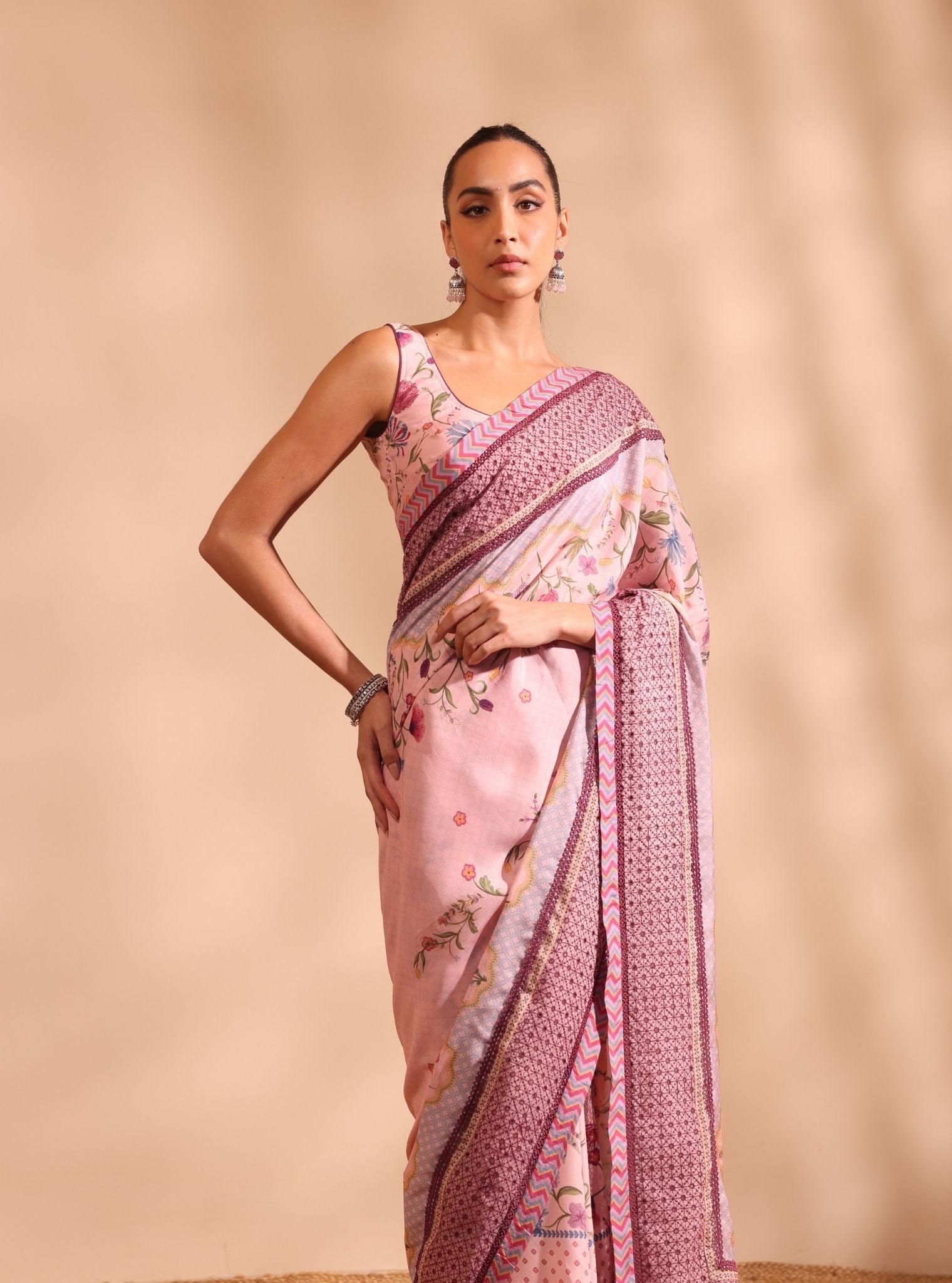 Niri Lawn Pink Saree