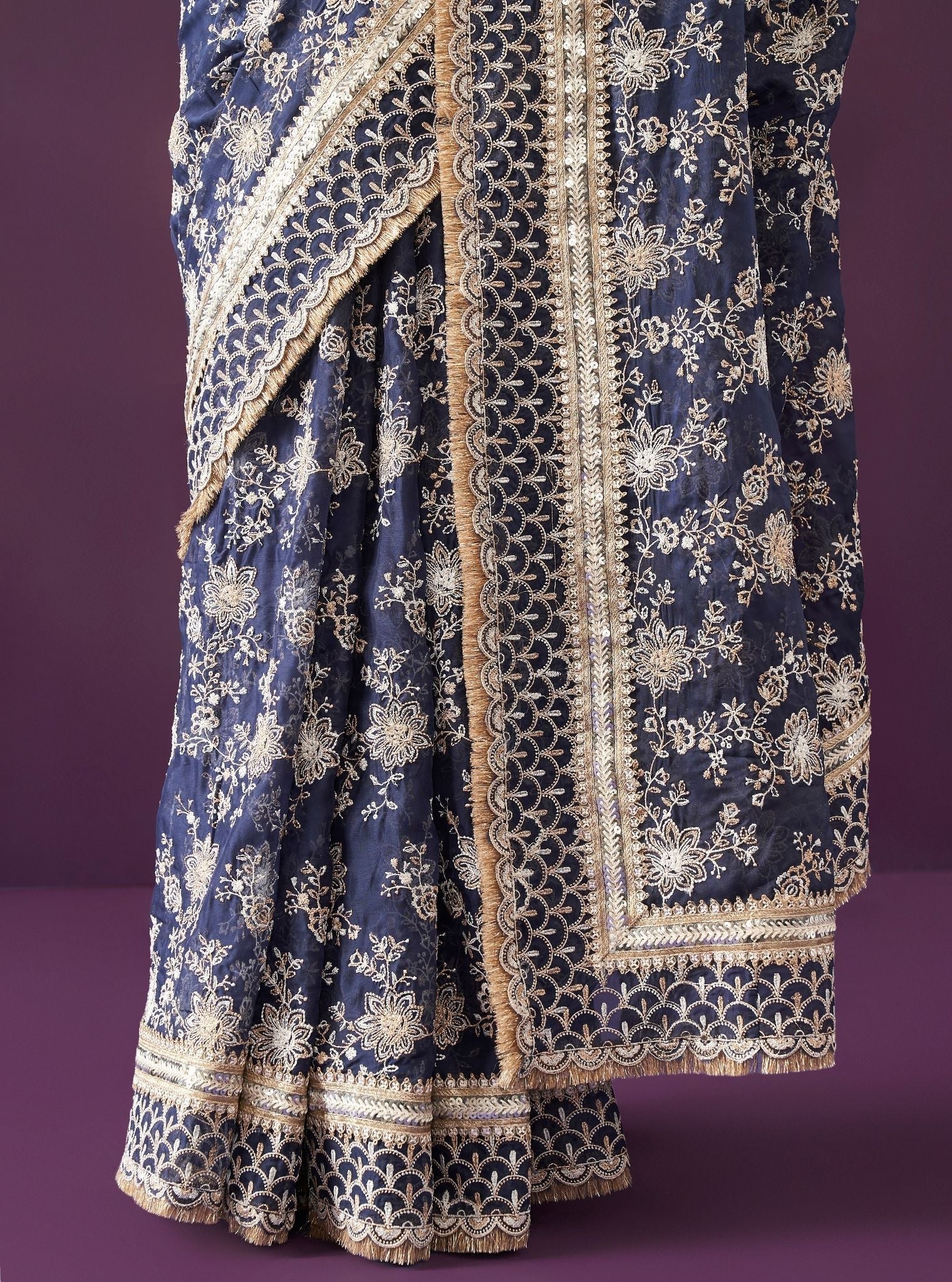 Kamon Organza Navy Saree