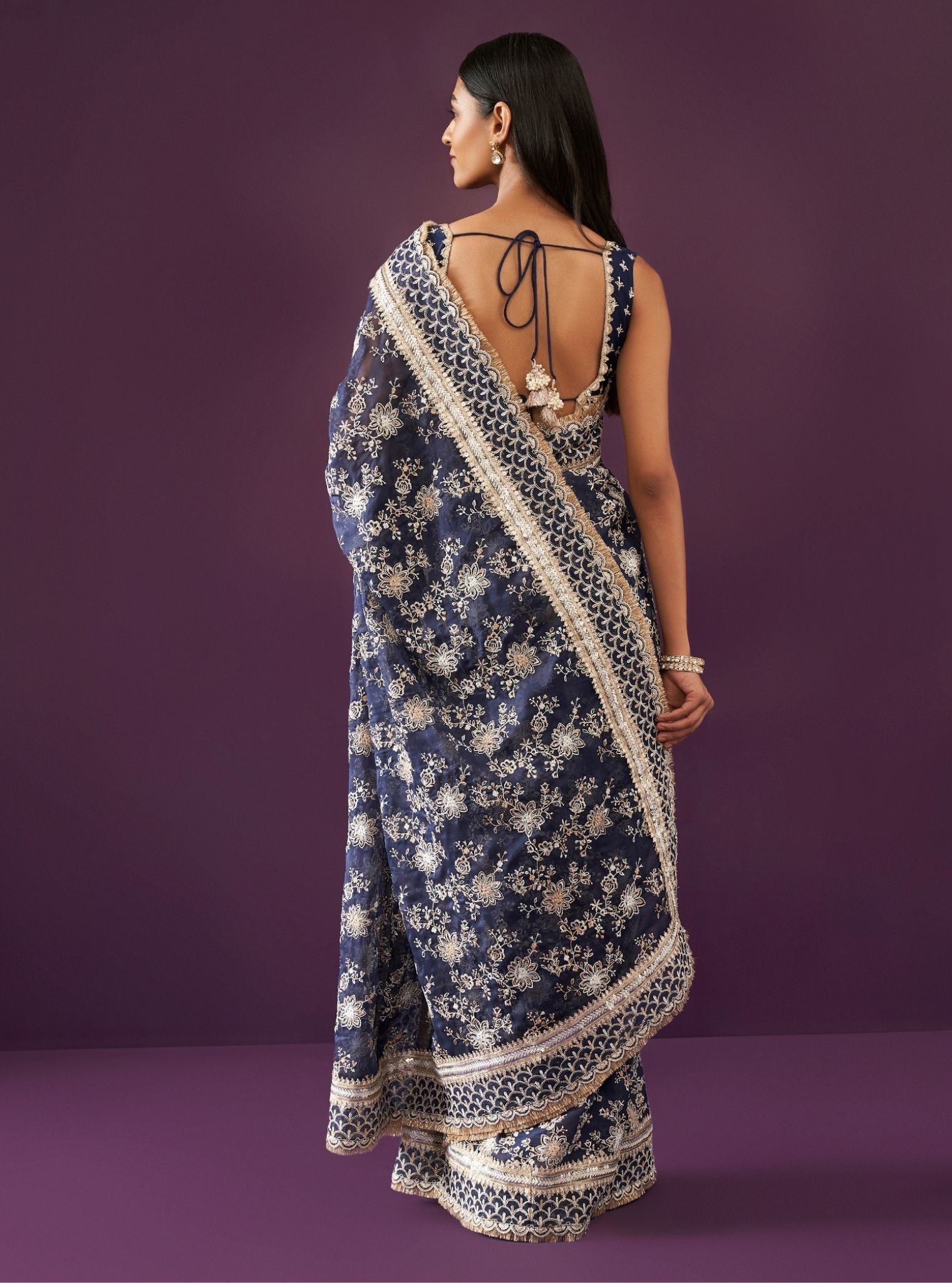 Kamon Organza Navy Saree