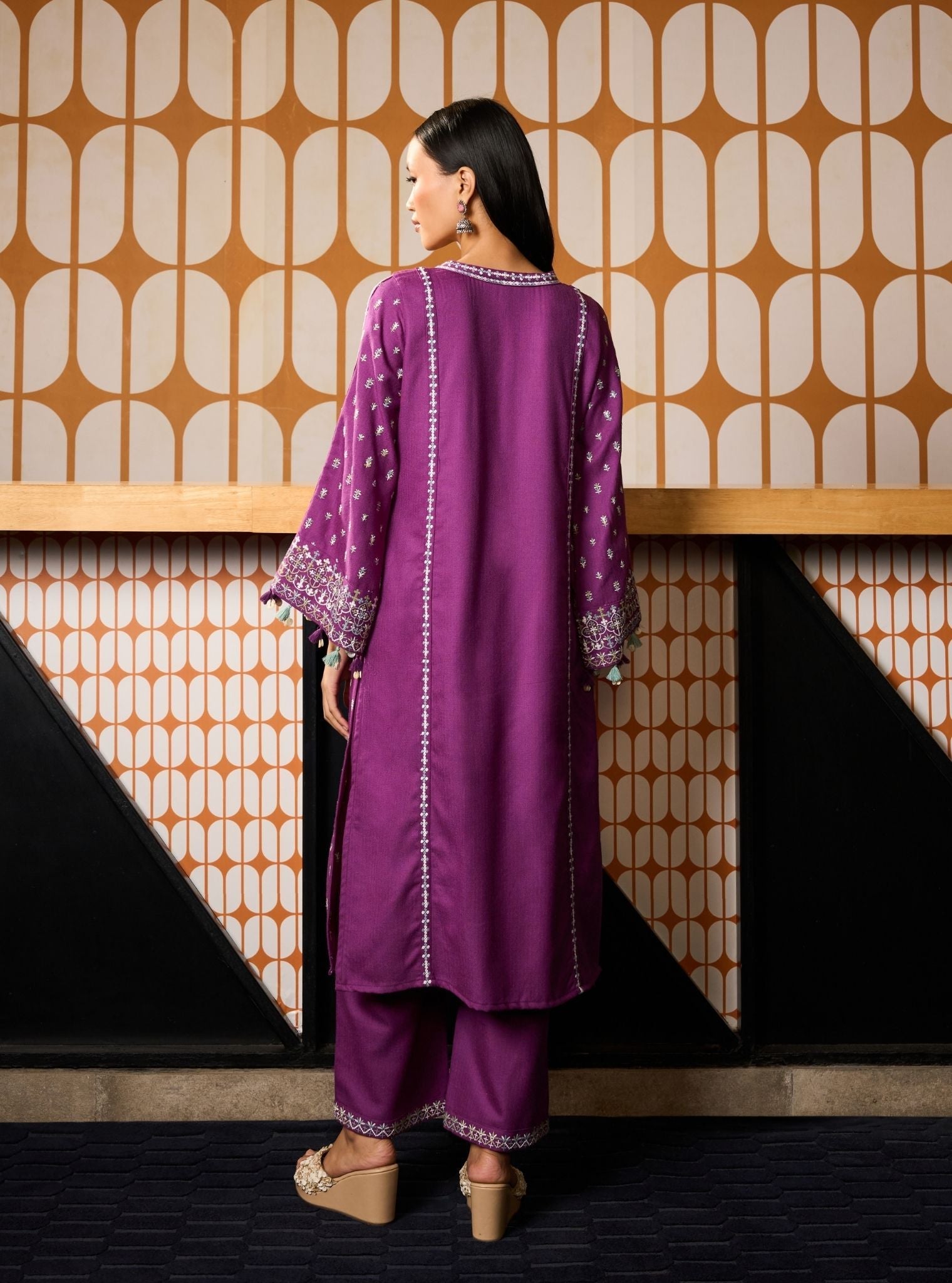Phoebev Wool Purple Kurta Set