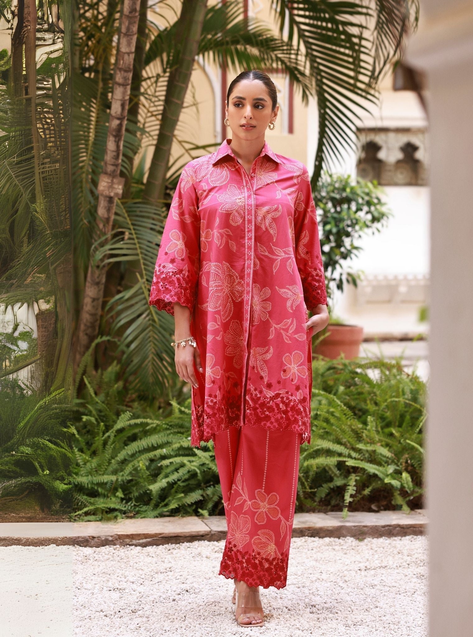 Neris Cotton Printed Fuschia Co-ord Set