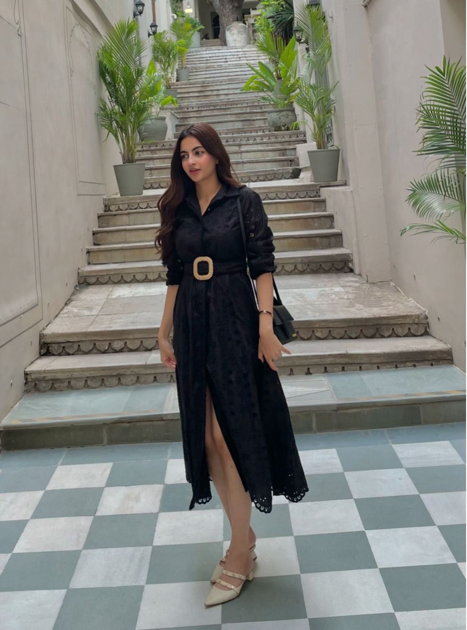 Luca Cotton Black Long Dress
