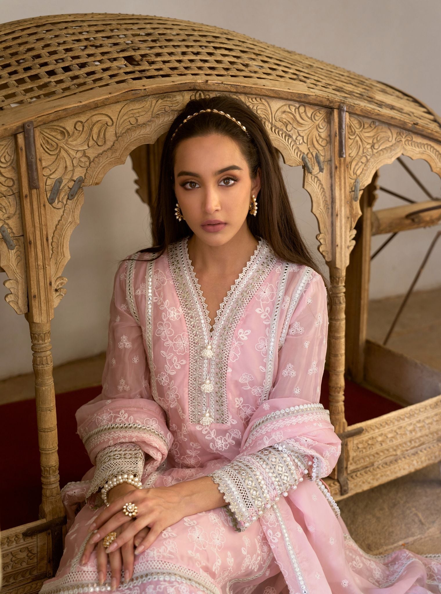 Lomika Organza Pink Anarkali Set