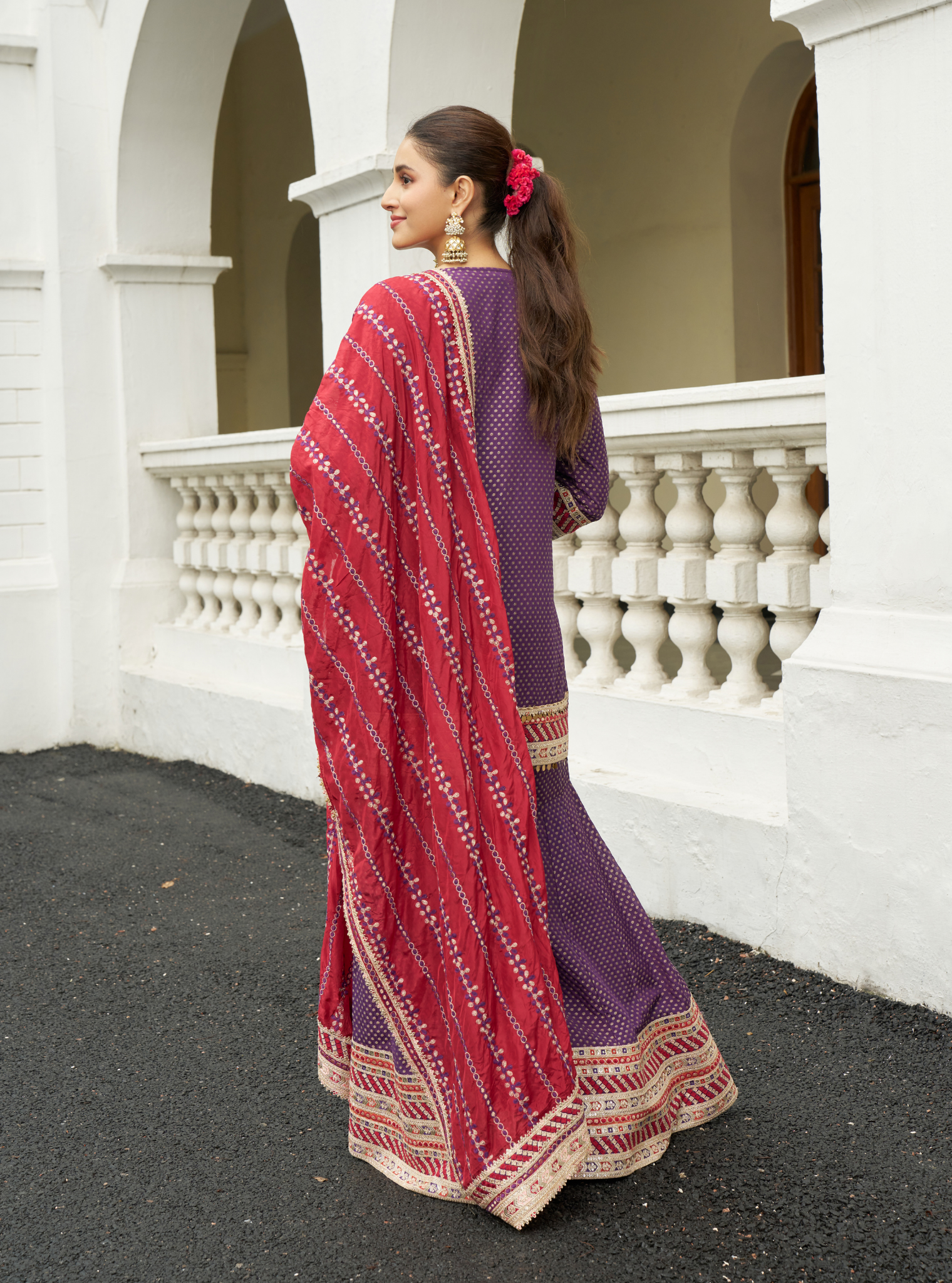 Eraya Purple Banarasi Garara Set