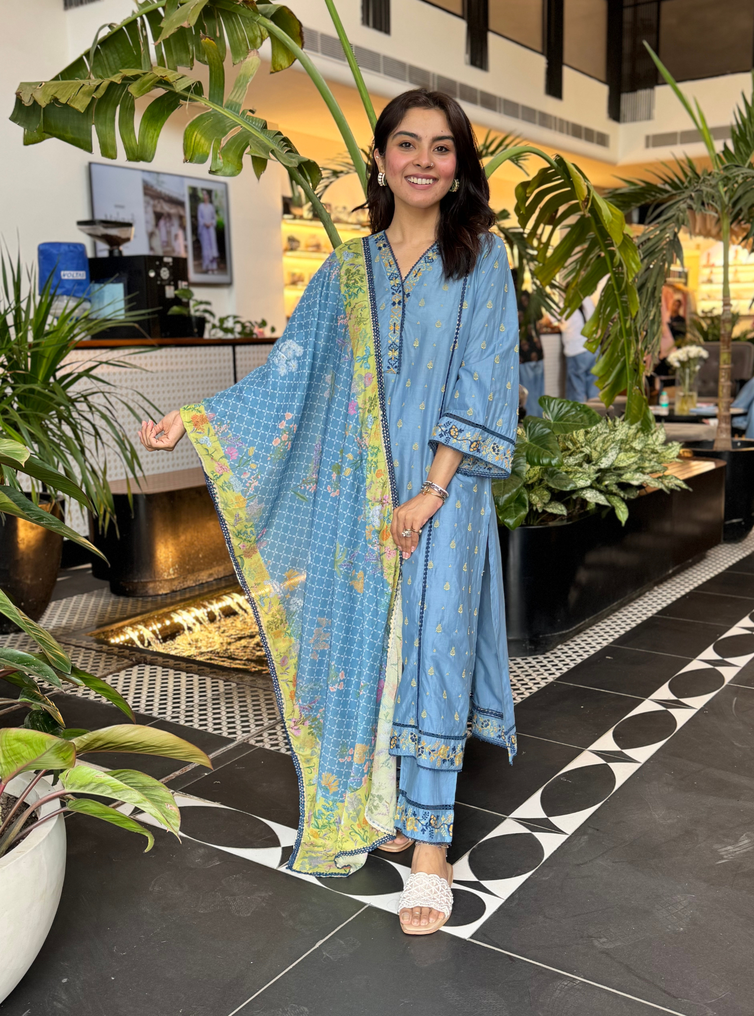 Shira Supima Cotton Blue Kurta Set