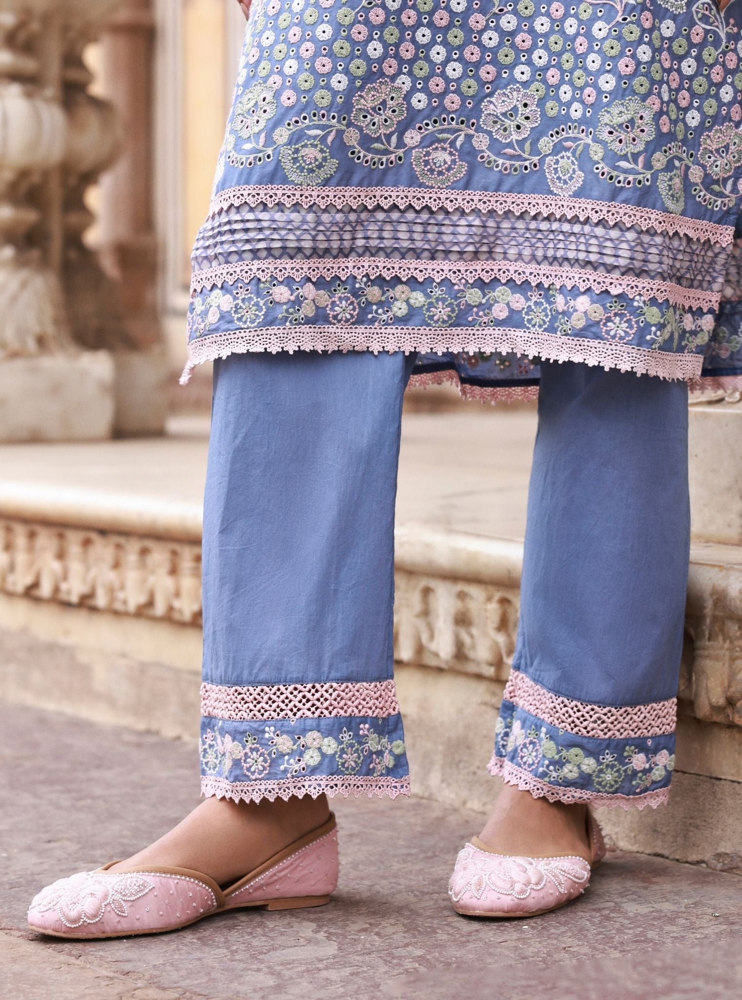 Avarni Supima Cotton Blue Kurta Set