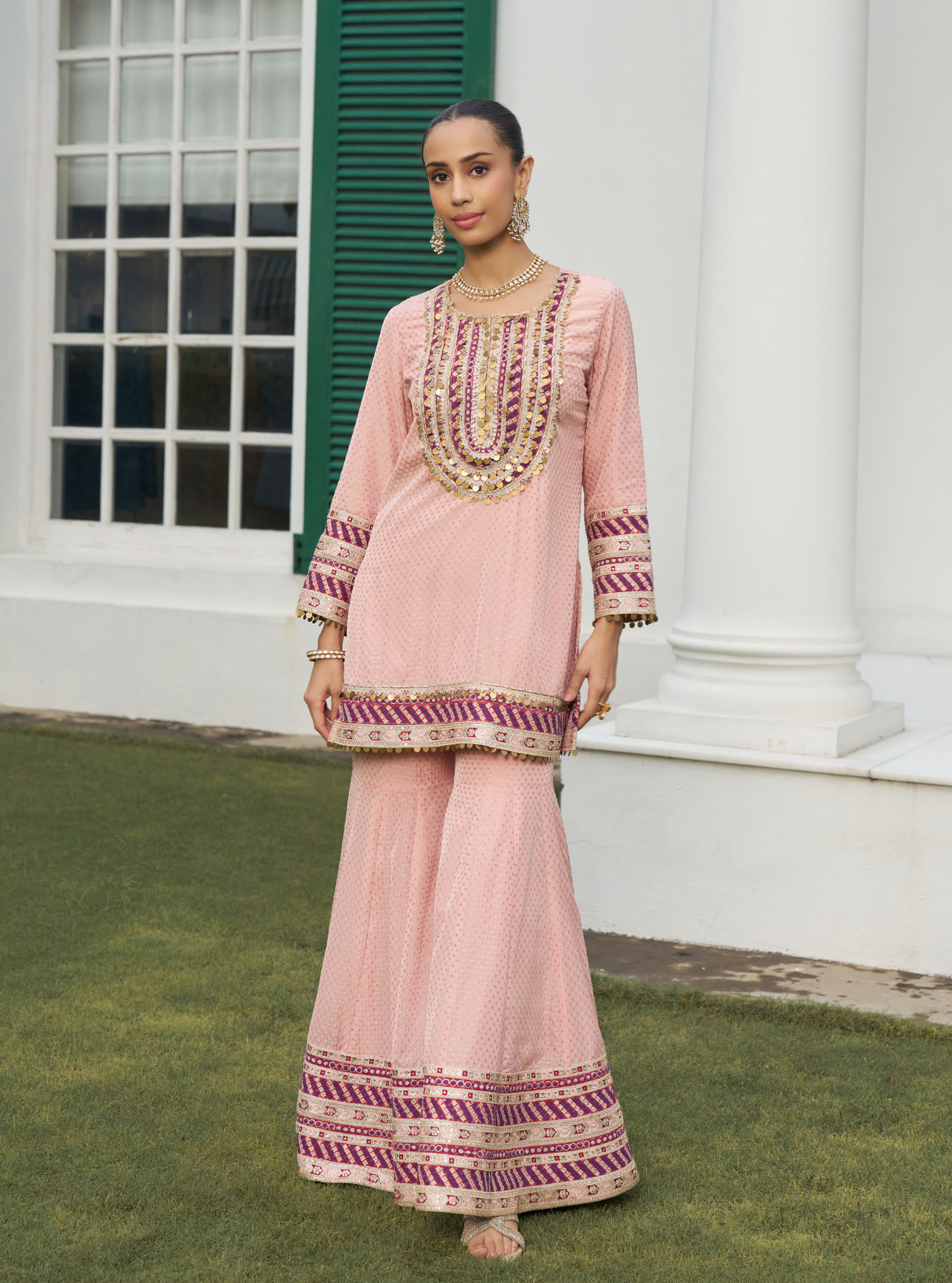 Eraya Pink Banarasi Garara Set
