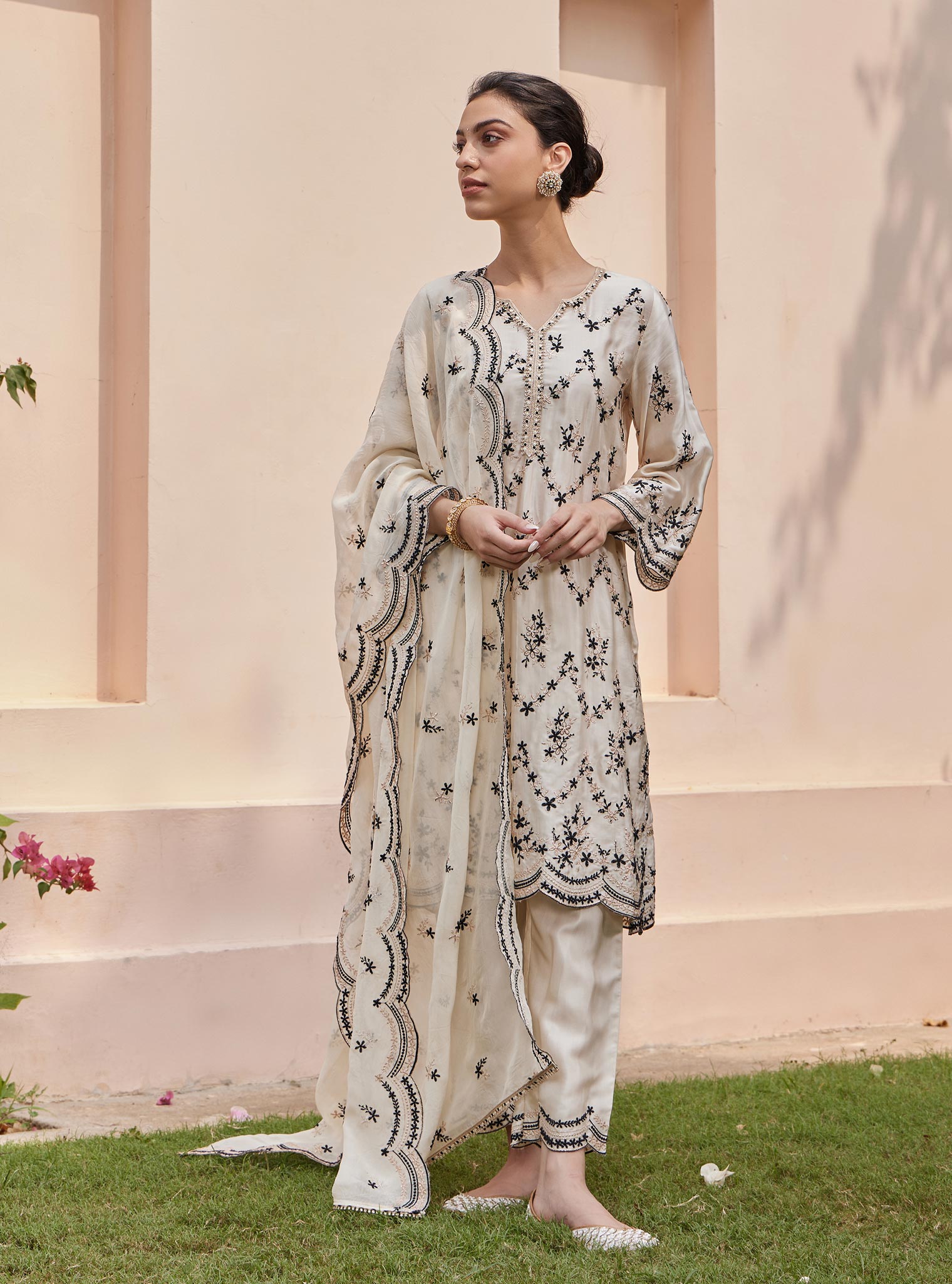 Valaya Cupro White Kurta Set