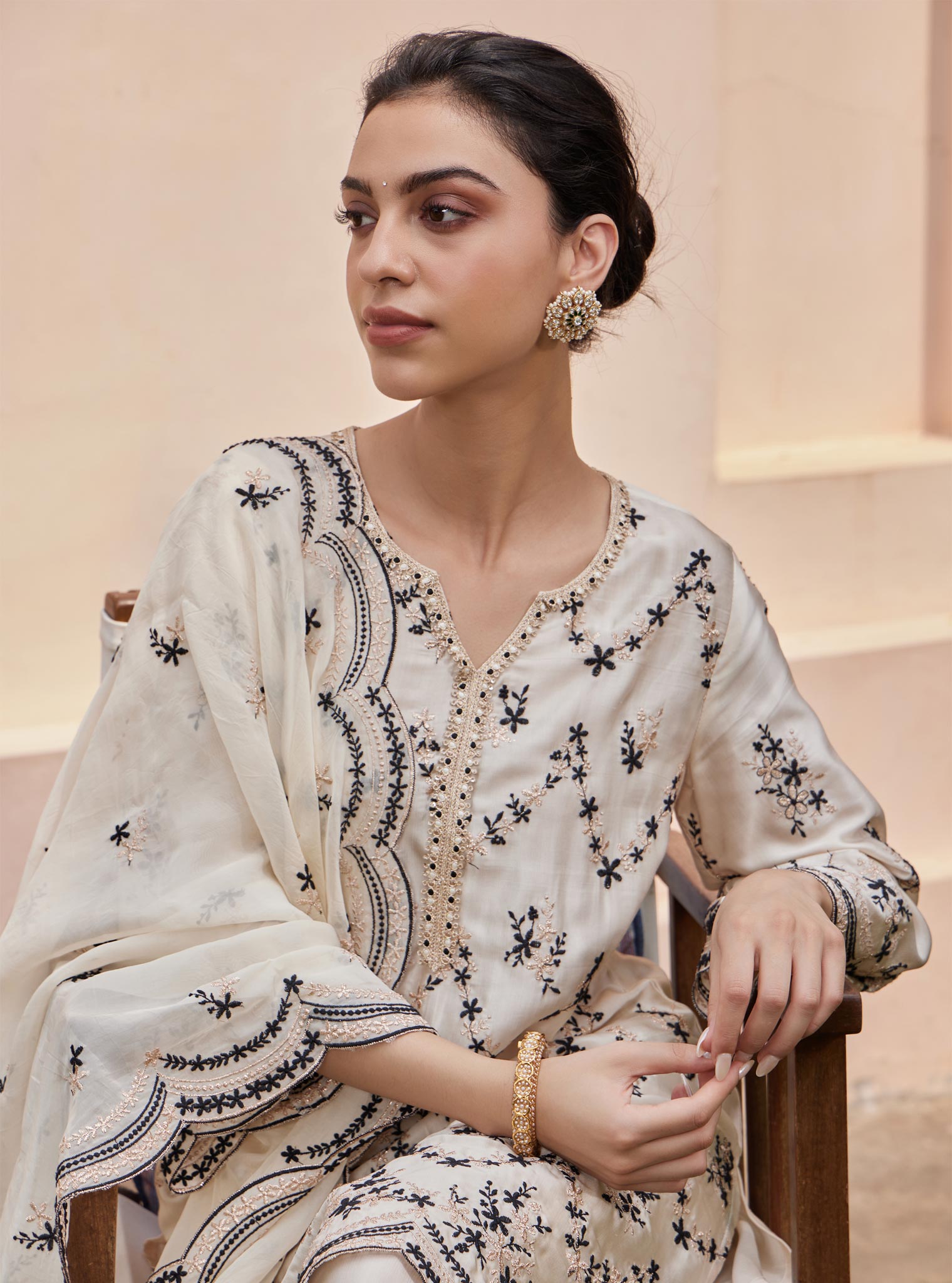 Valaya Cupro White Kurta Set
