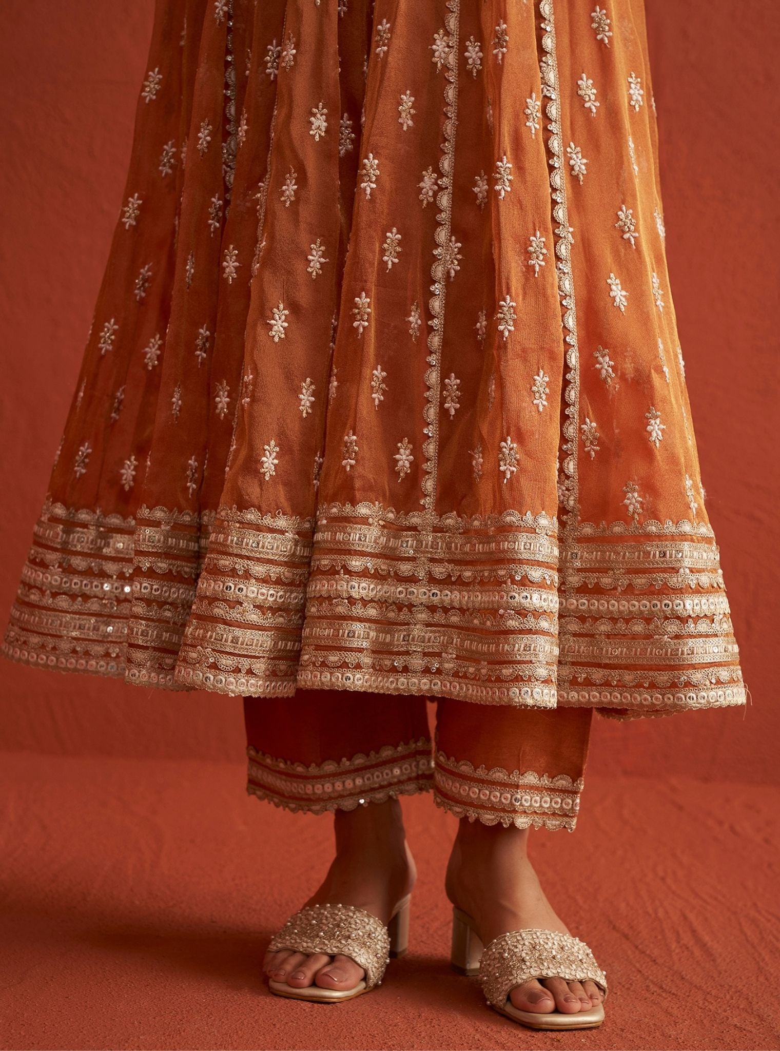 Genda Tissue Linen Satin Burnt Orange Pant
