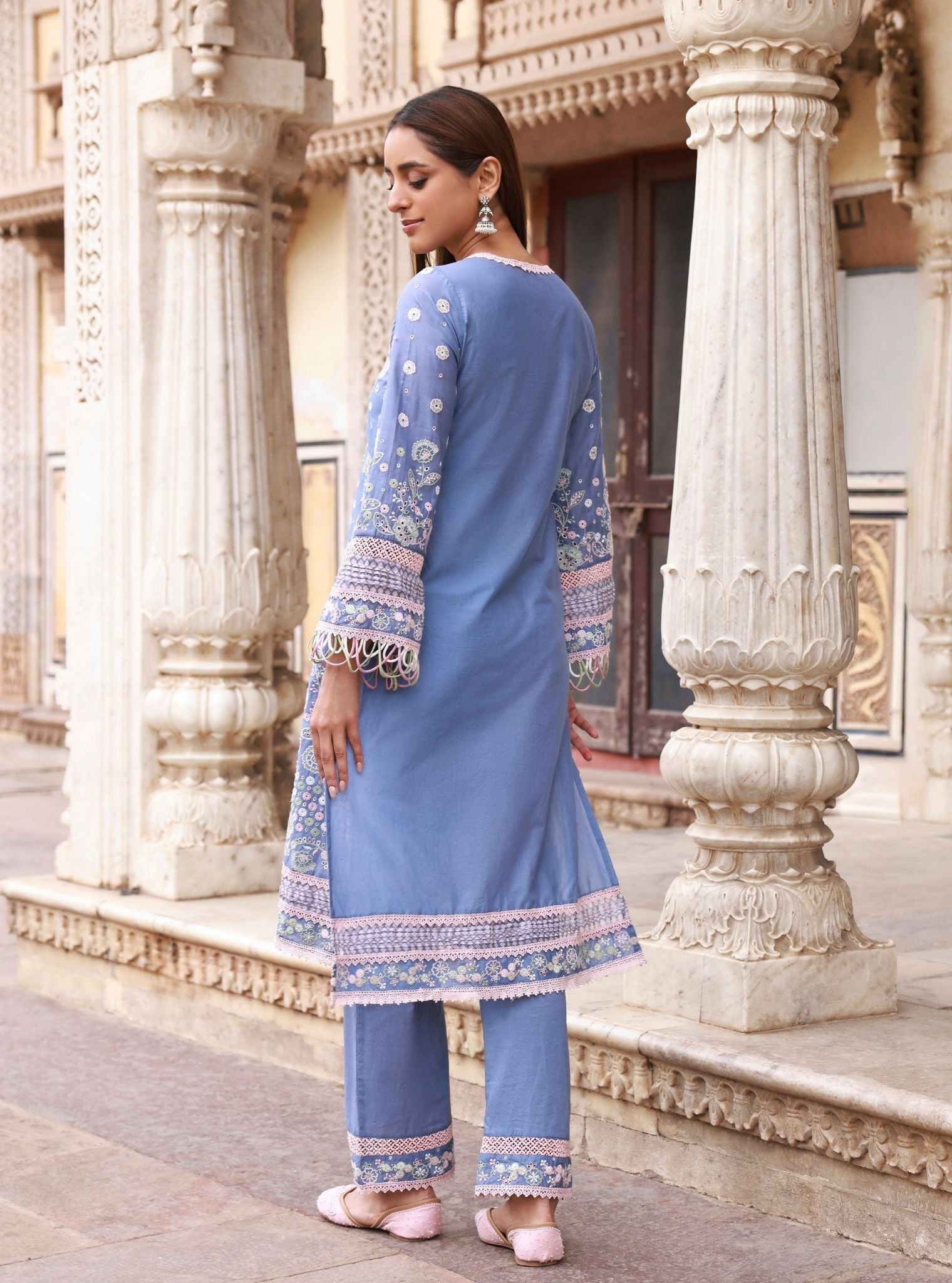 Avarni Supima Cotton Blue Kurta Set