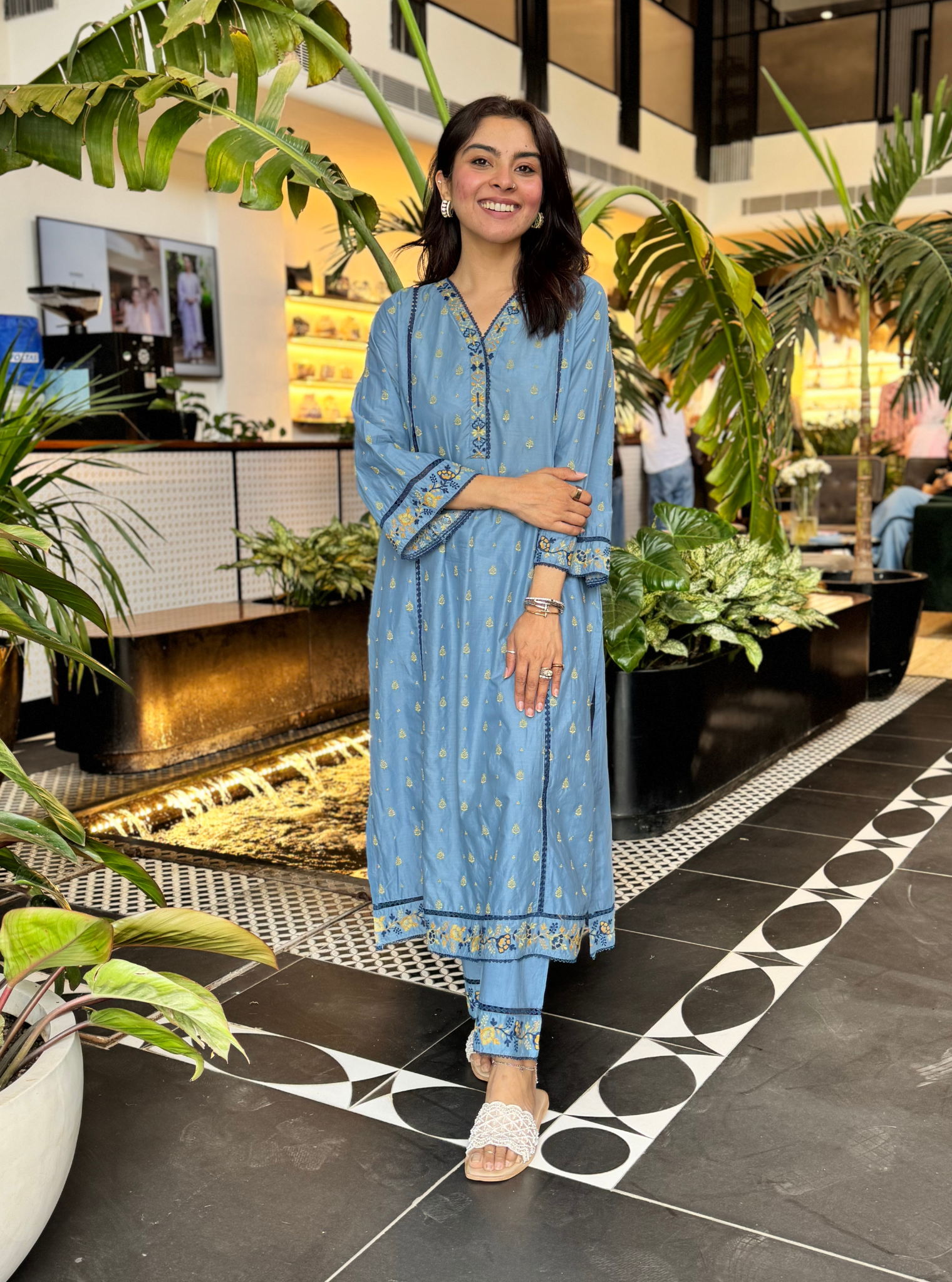 Shira Supima Cotton Blue Kurta Set