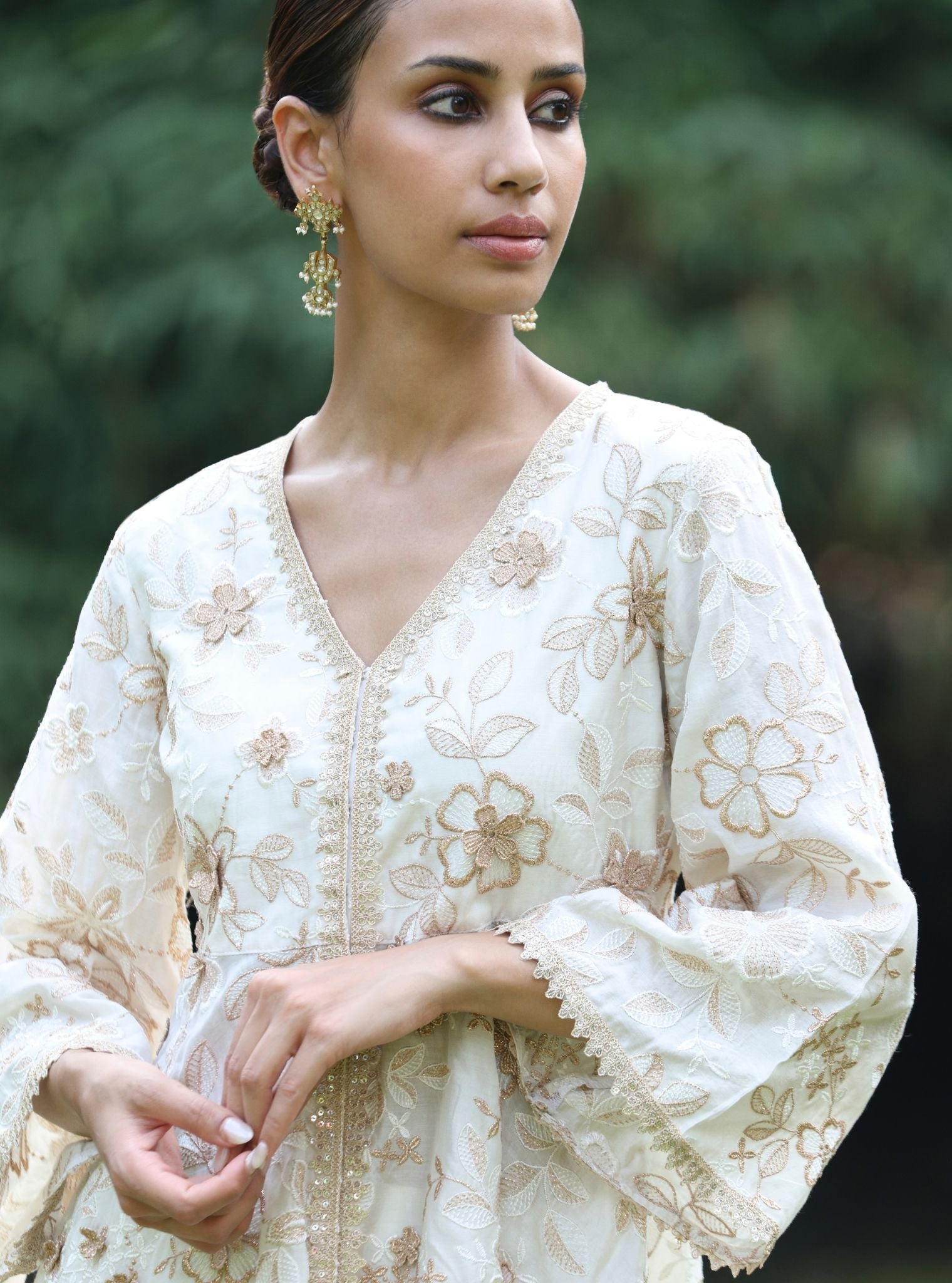 Manjha Modal Silk Off White Top Set