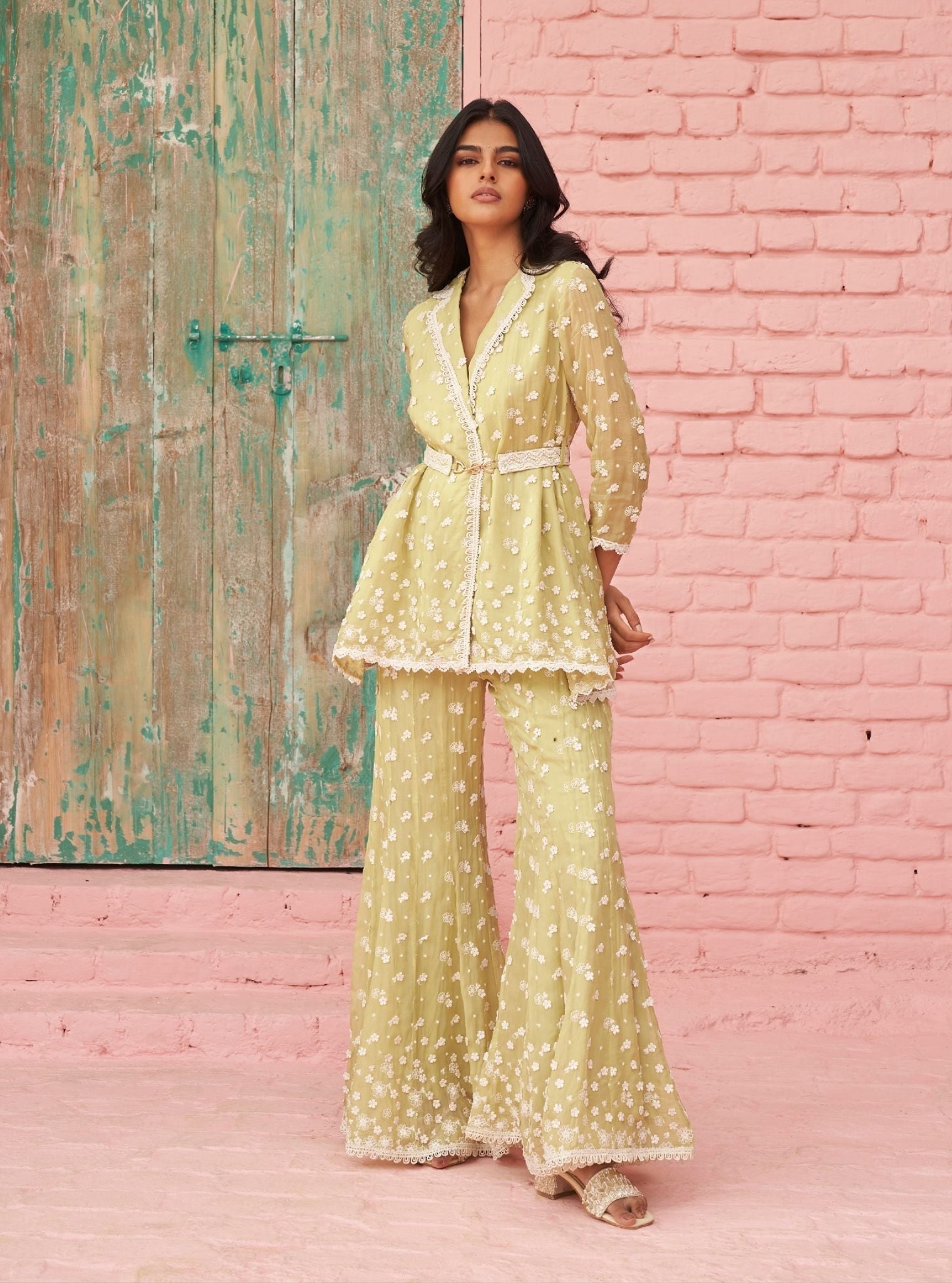 Tilly Organza Lime Green Co-ord Set