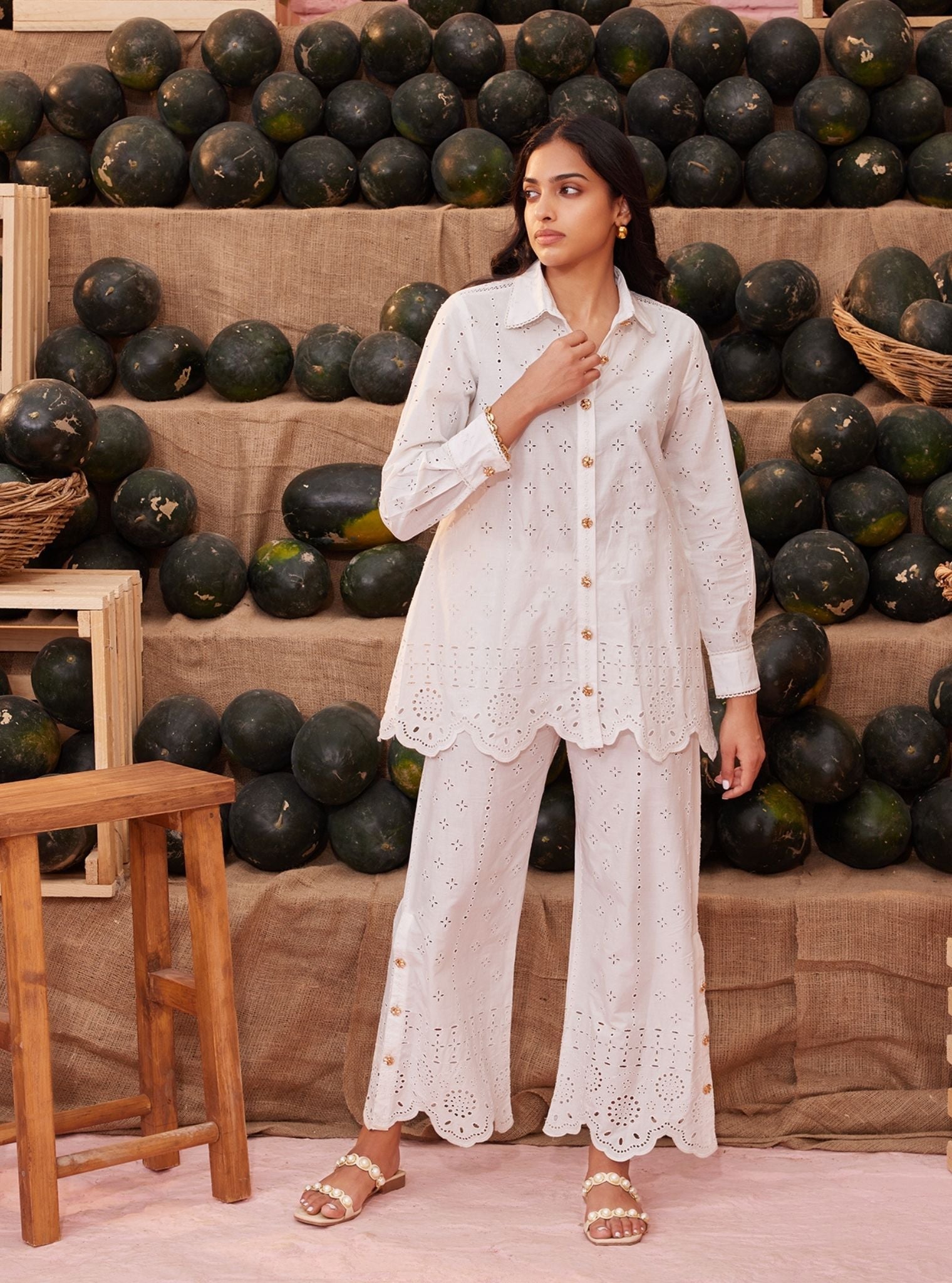 Inaya Cotton White Co-ord Set