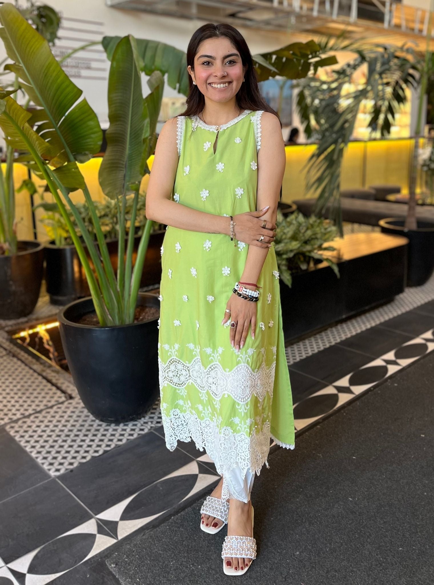 Paradise Supima Cotton Lime Kurta With Aashvi Pant