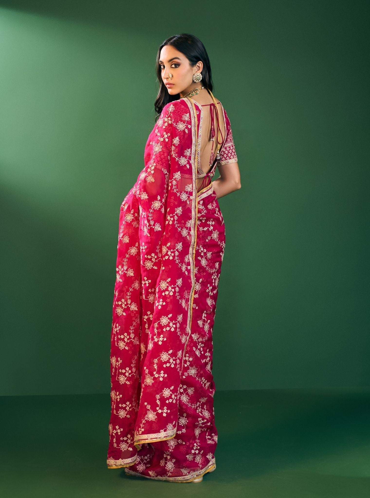 Kavya Organza Fuschia Saree