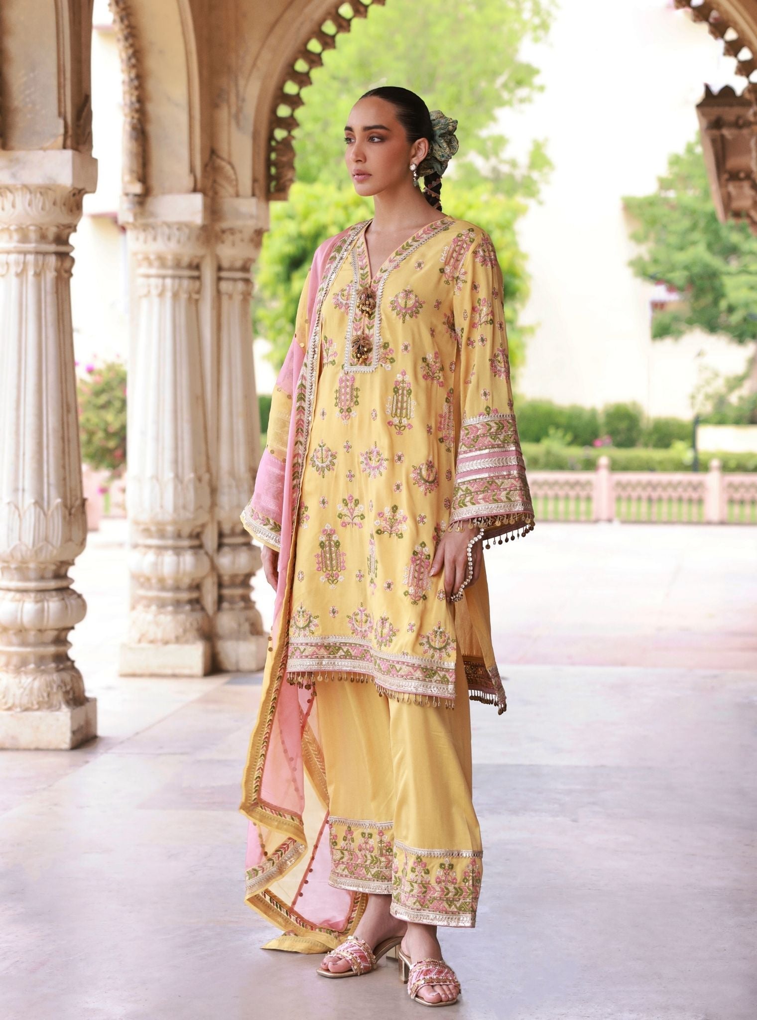 Noreya Lawn Mustard Kurta With Farshi Salwar