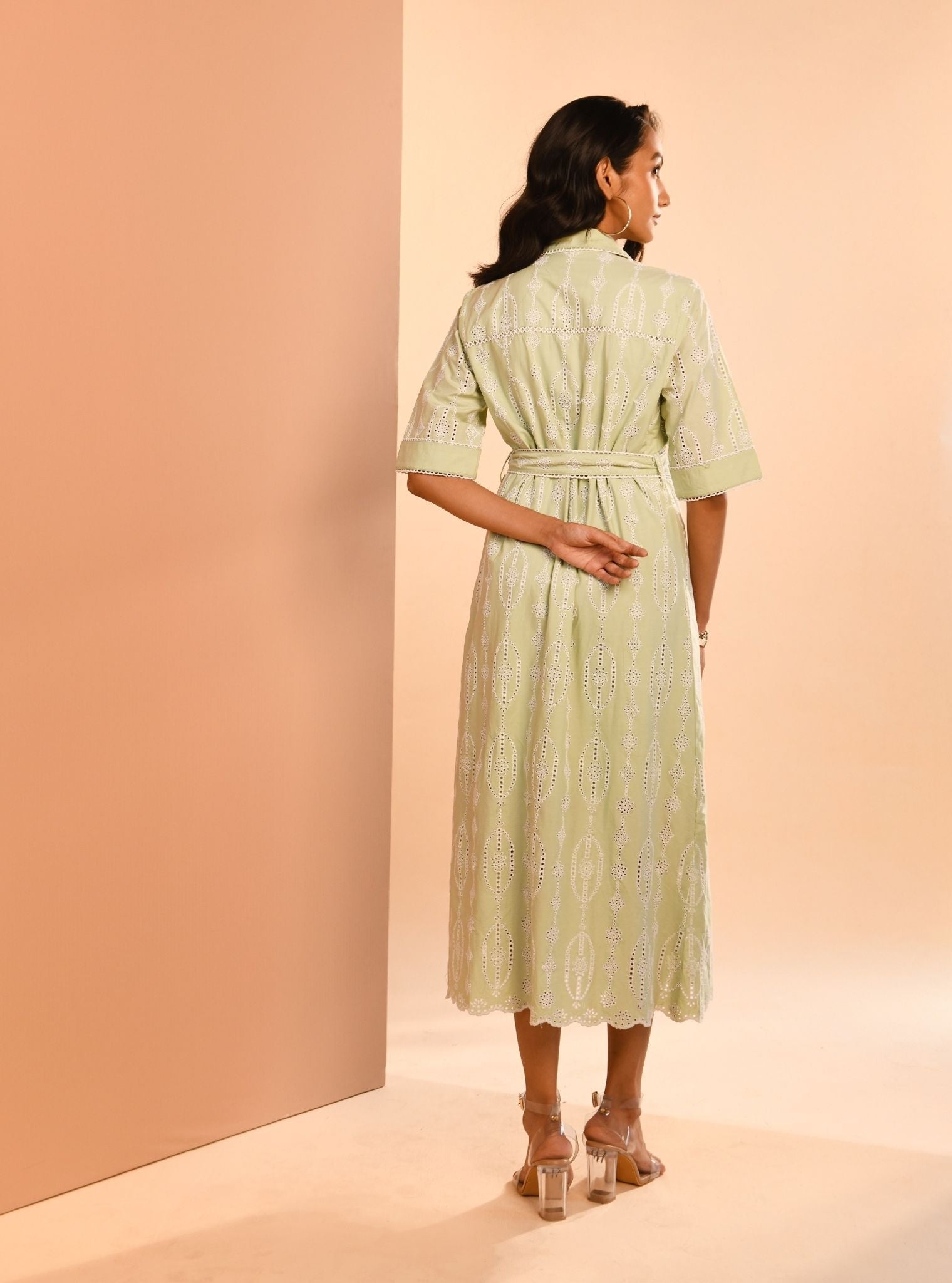 Rosaria Cotton Green Long Dress