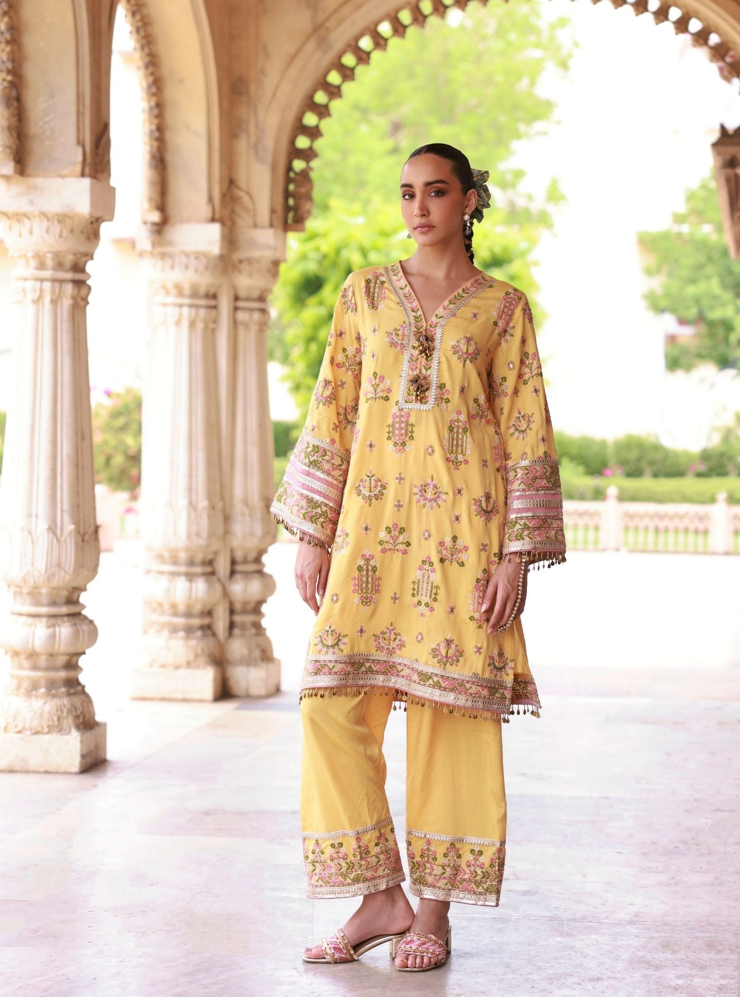 Noreya Lawn Mustard Kurta With Farshi Salwar