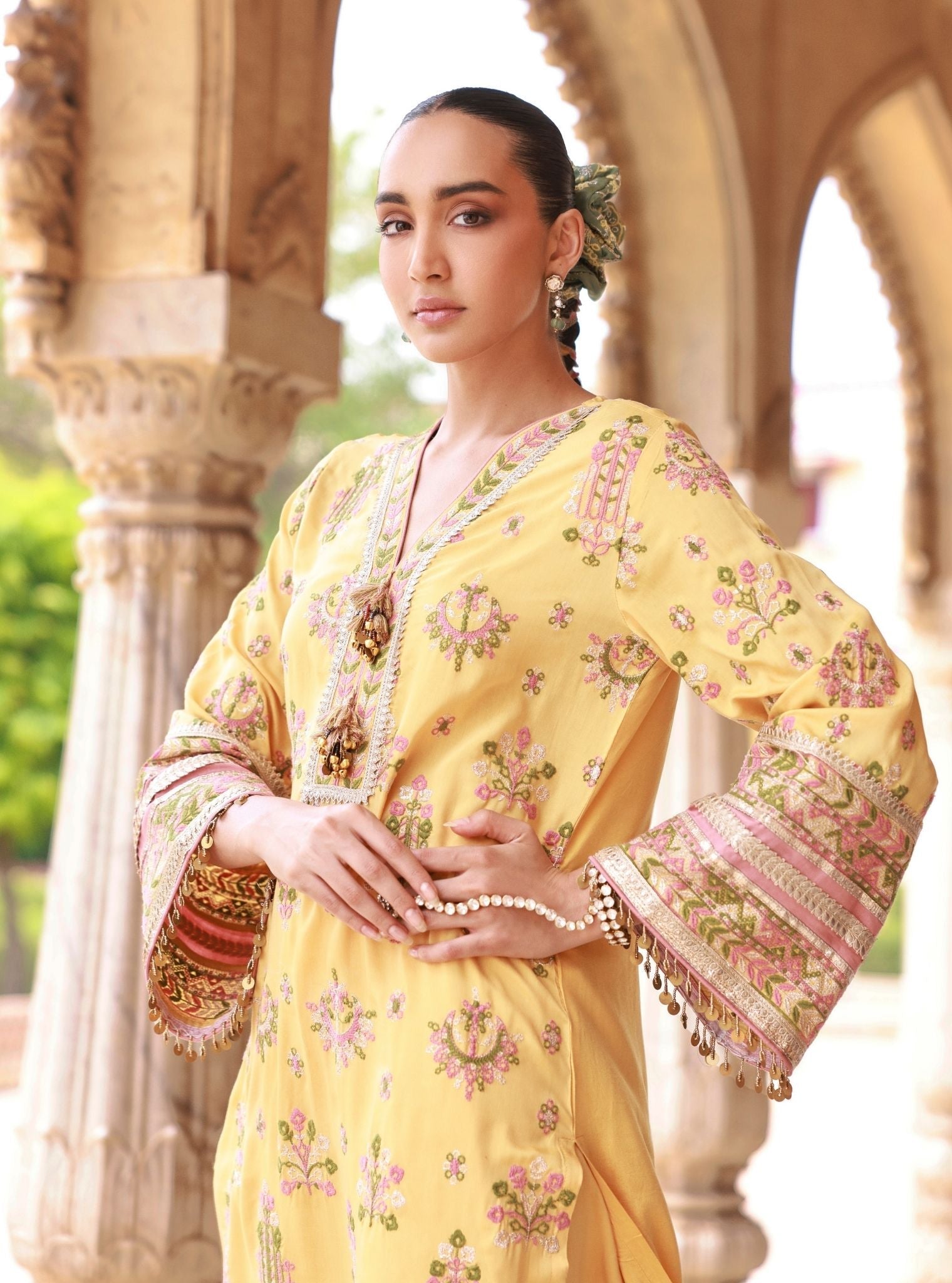 Noreya Lawn Mustard Kurta With Farshi Salwar