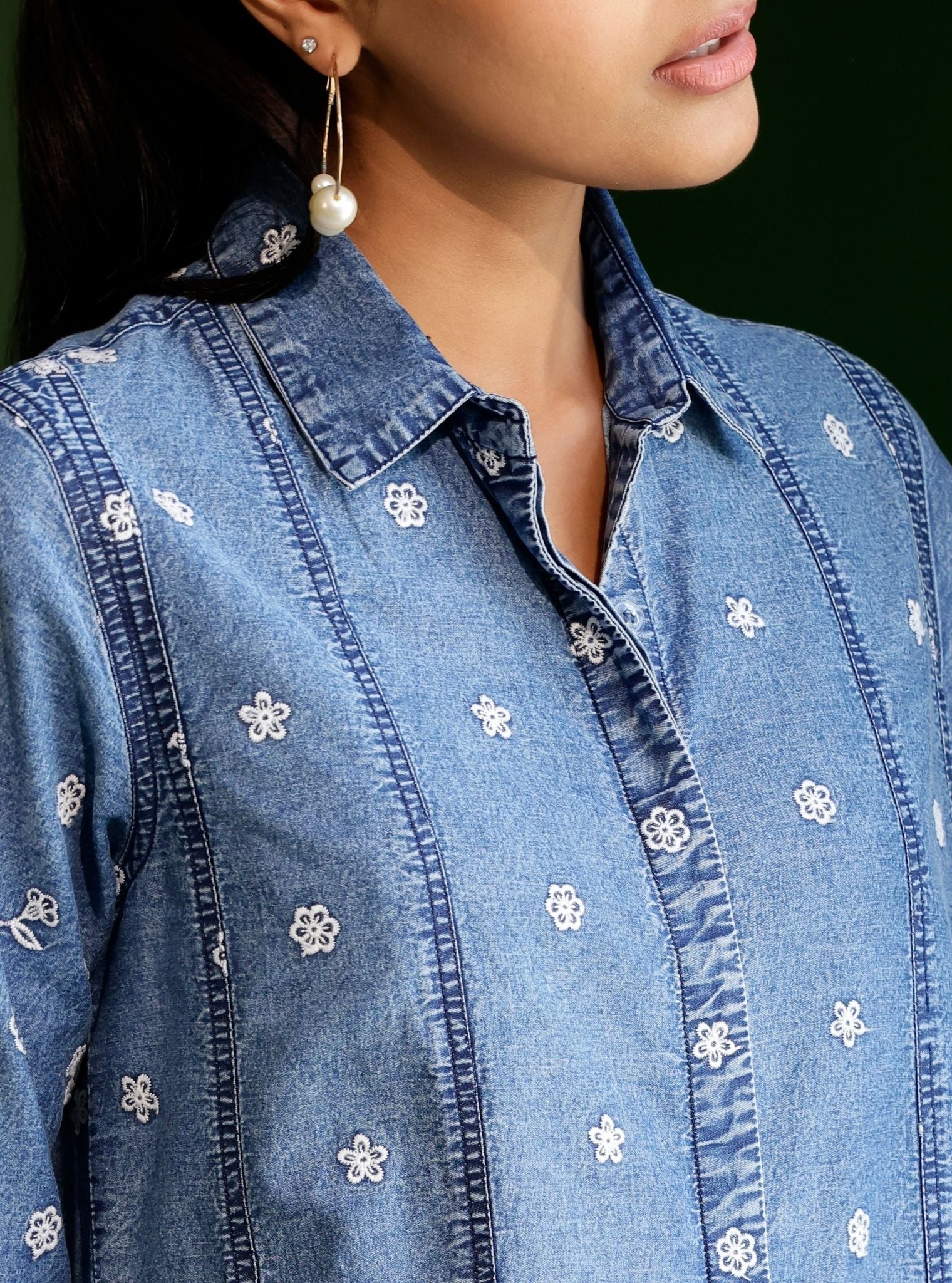 Moor Denim Long Shirt Co-ord Set