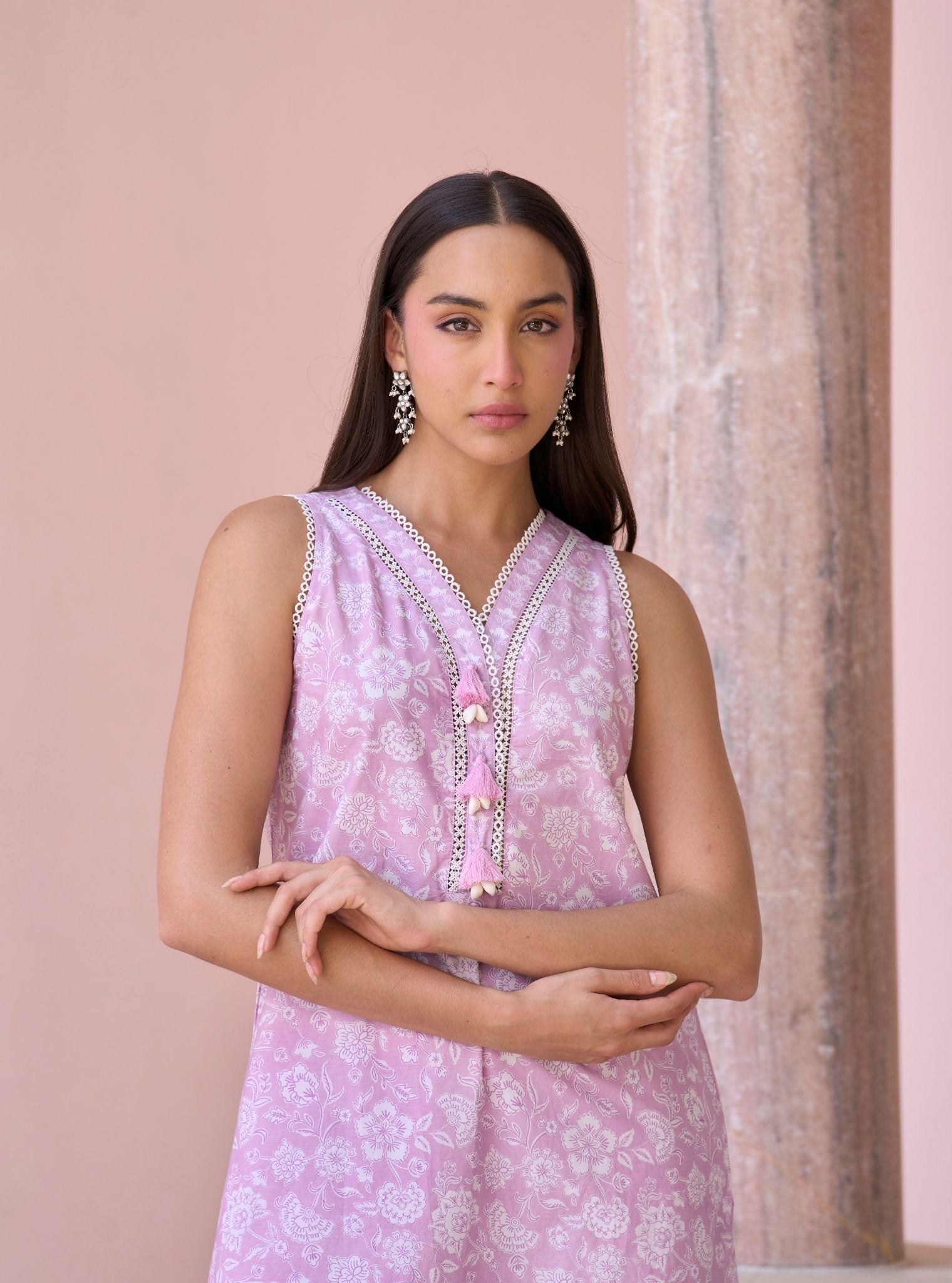 Aubriet Lilac Mulmul Cotton Kurta & Pant Set