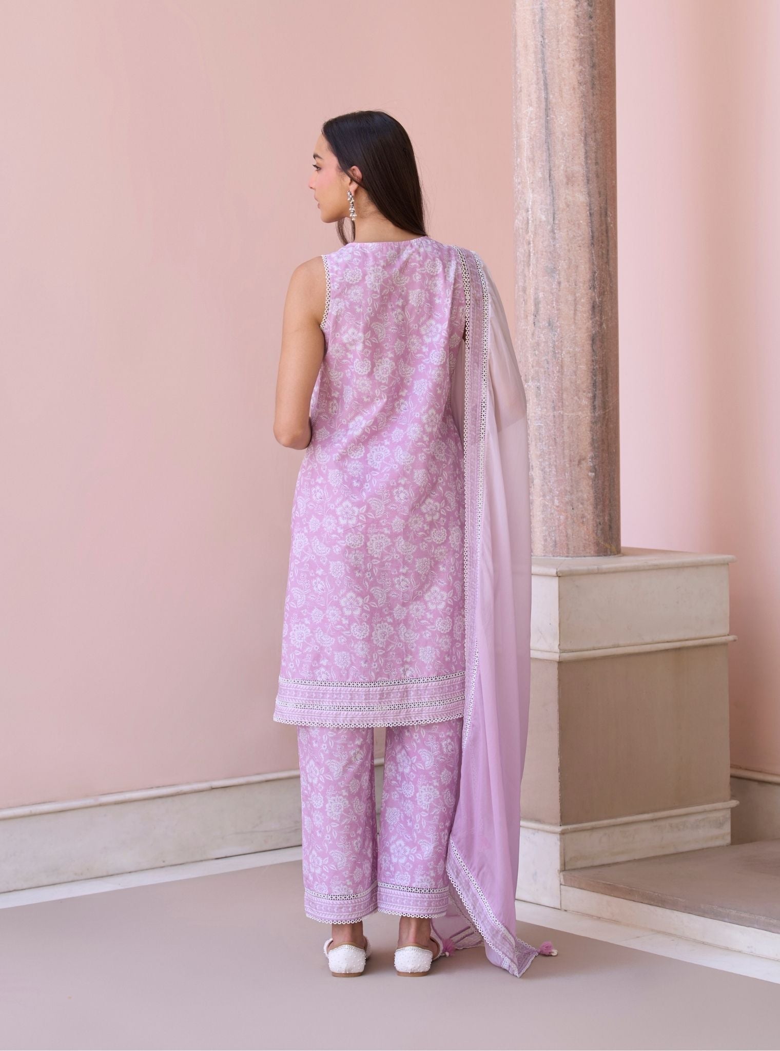 Aubriet Lilac Mulmul Cotton Kurta & Pant Set