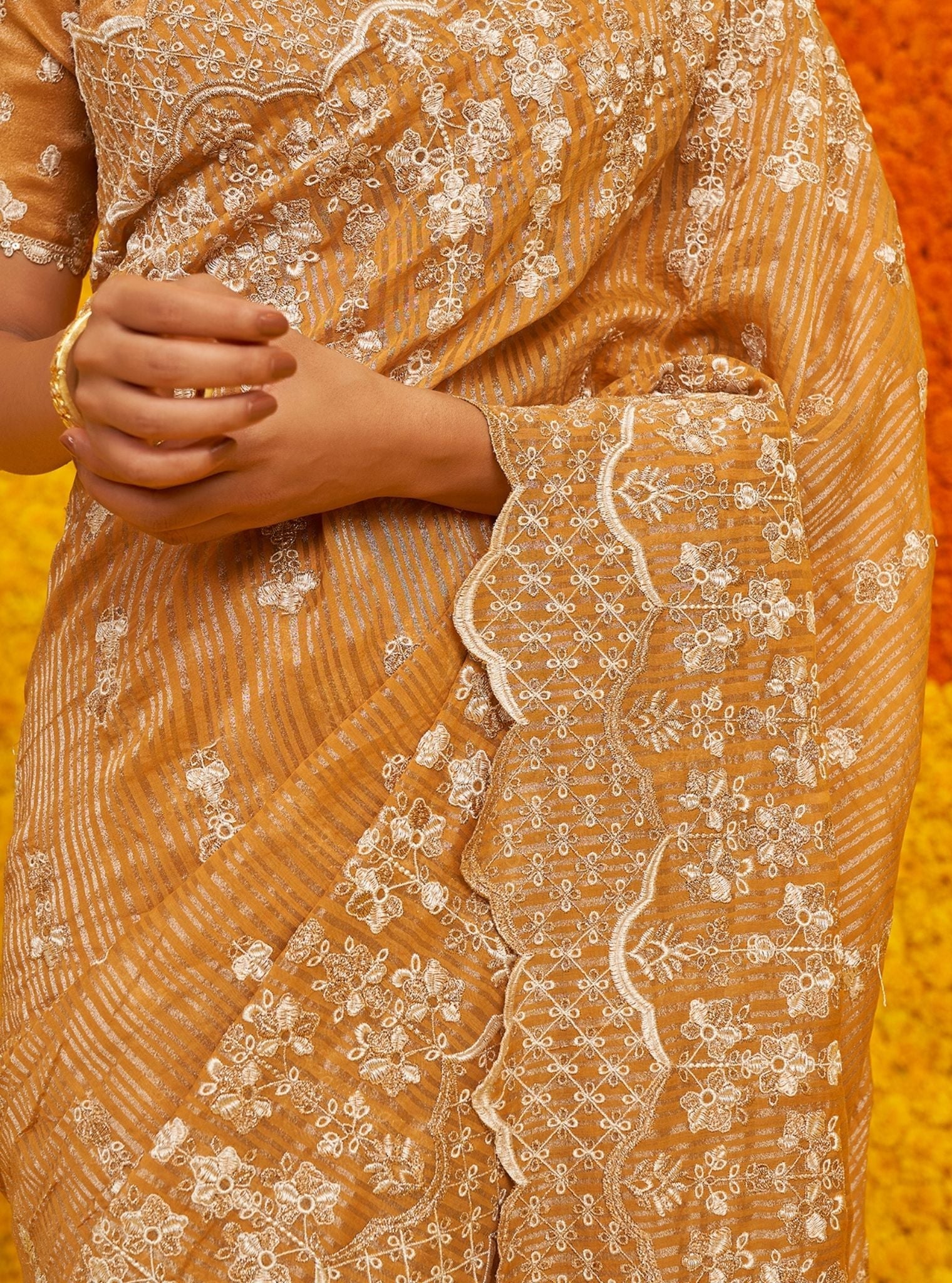 Khairiyat Banarsi + Royal Tissue Mustard Saree