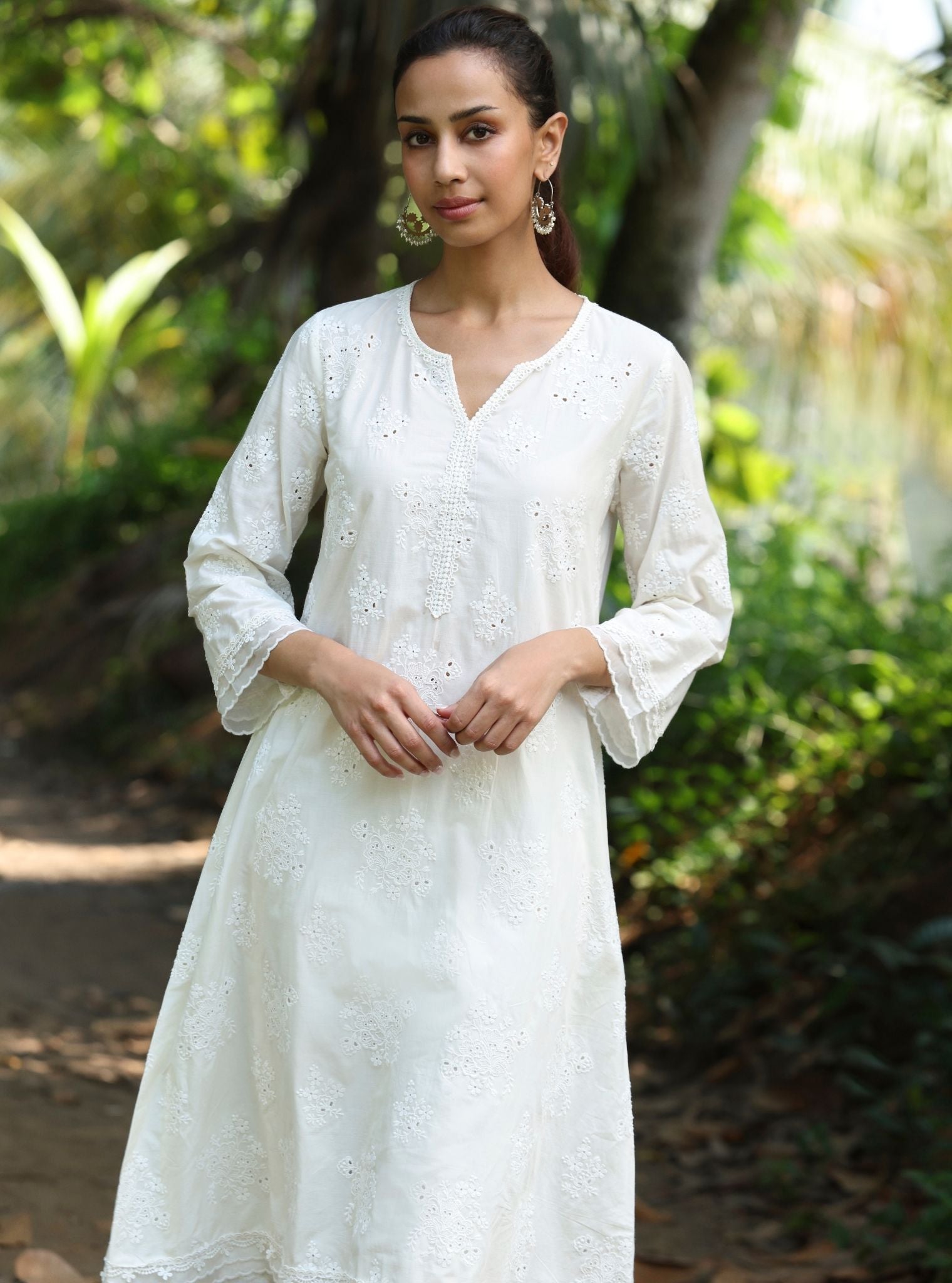 Sira Supima Cotton Stak White Kurta With Yara Pant