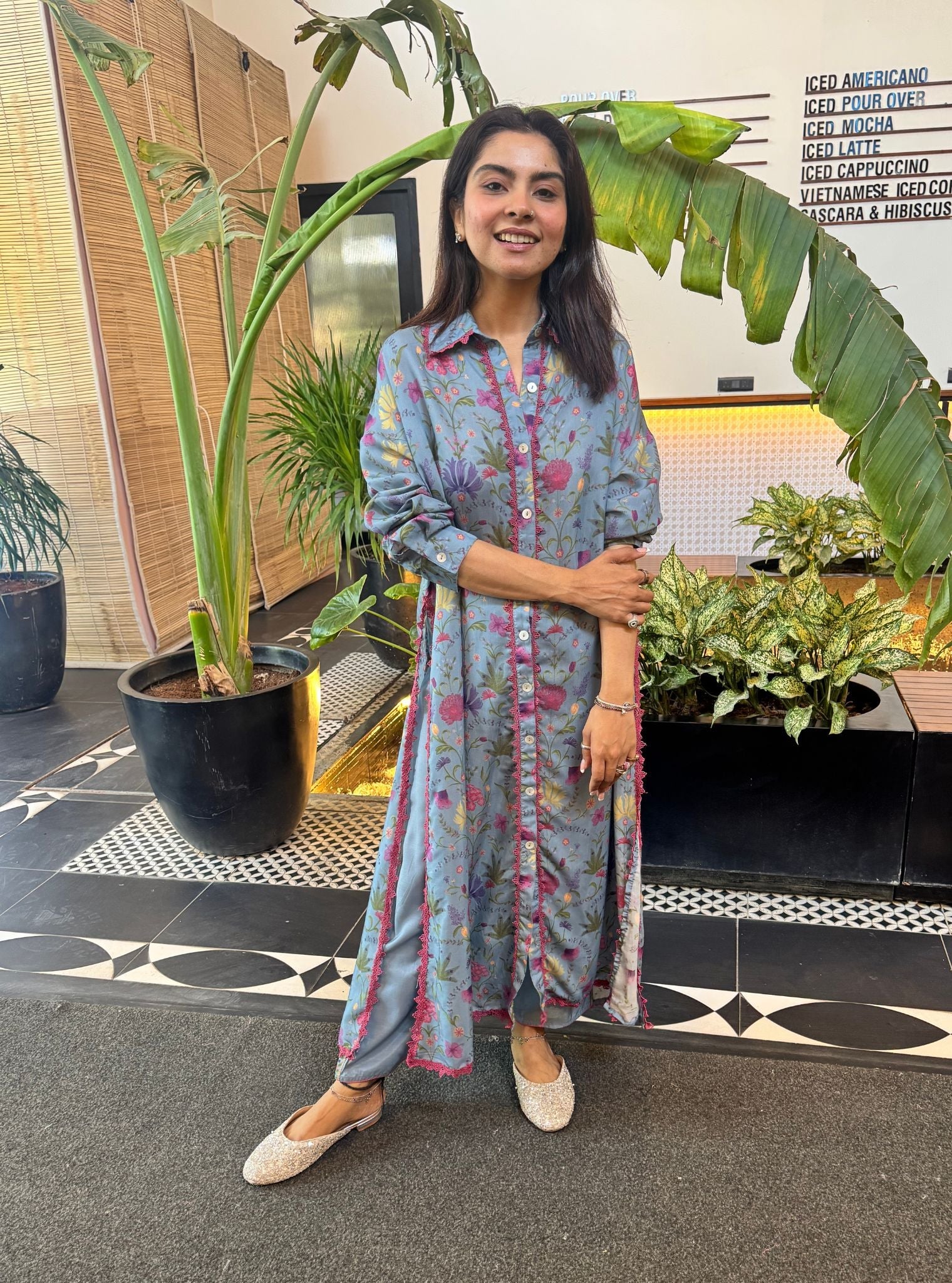 Sene Lawn Printed Denim Kurta Set