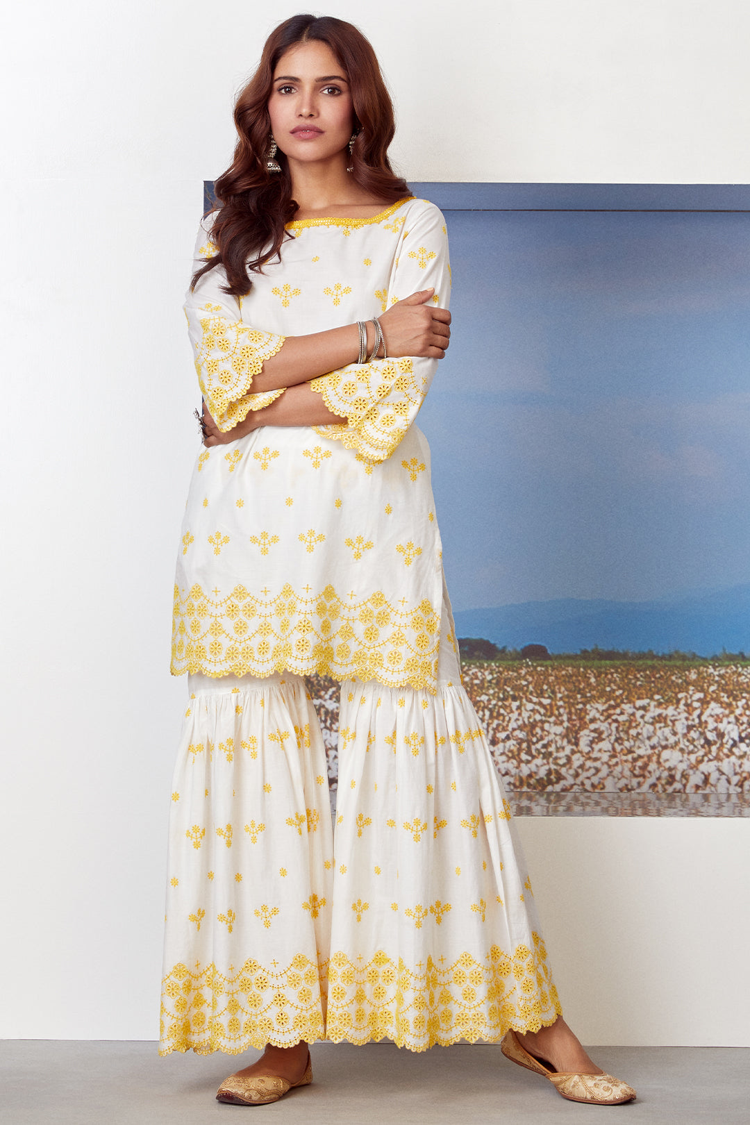 Mulmul Supima Cotton Ashberry White Kurta