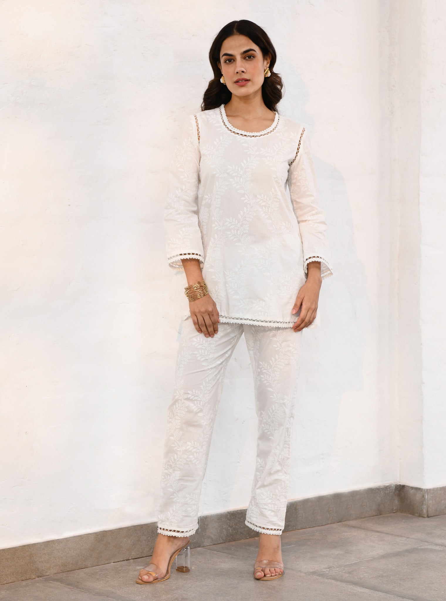 Milton Cotton White Co-ord Set