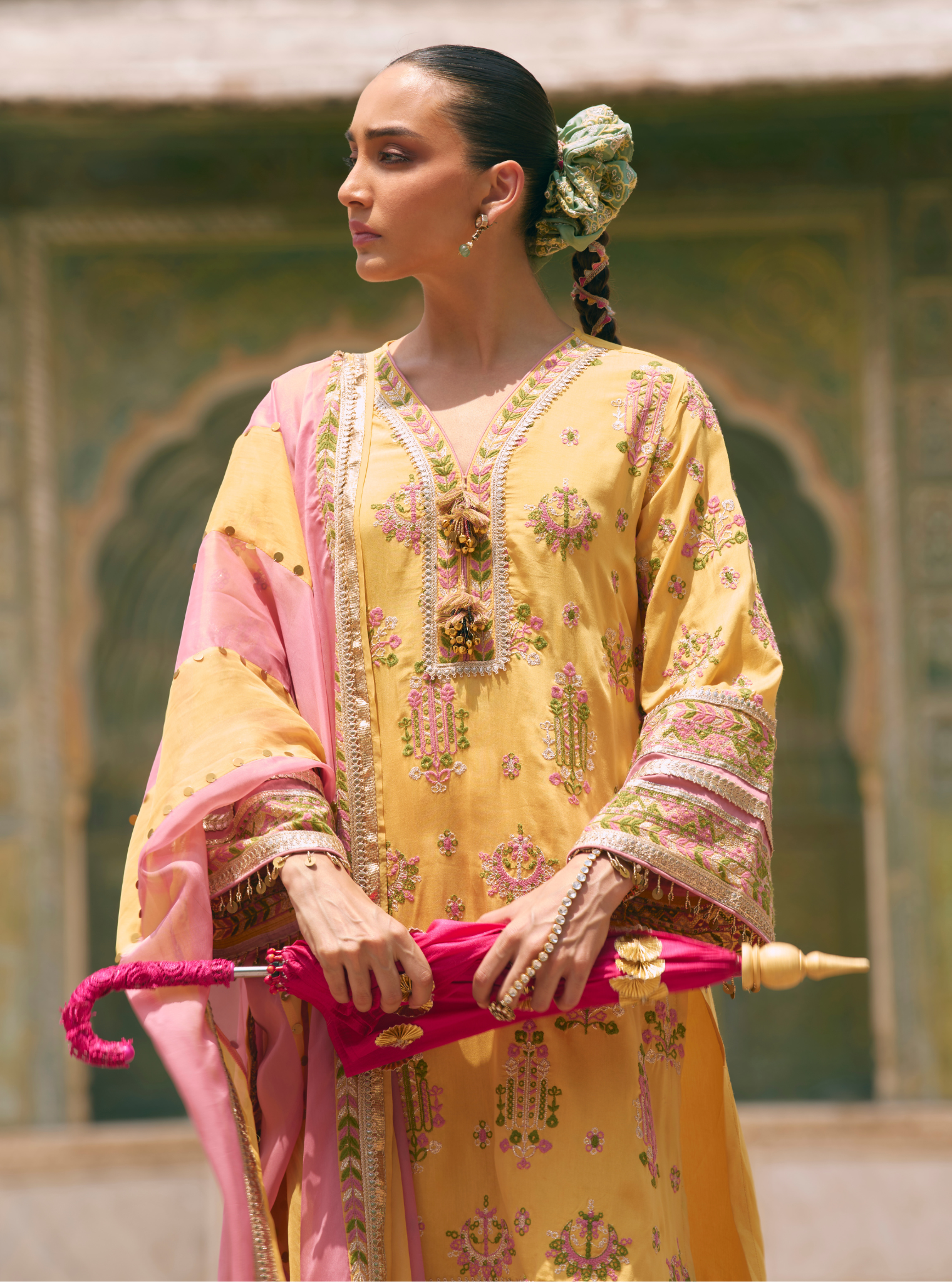 Noreya Lawn Mustard Kurta With Farshi Salwar