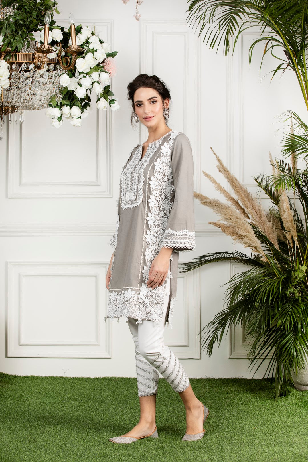 Mulmul Supima Cotton Gota daigonal pyajamas