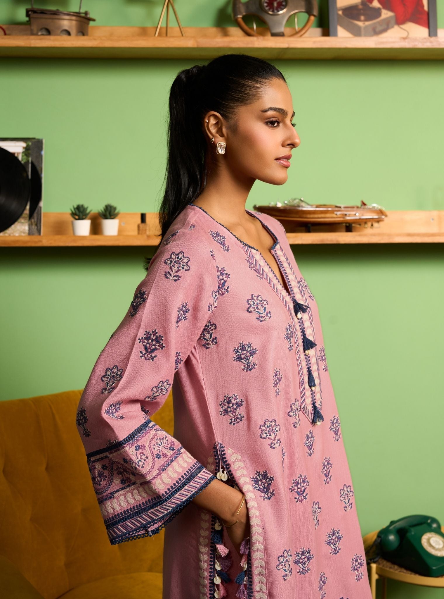 Ophel Wool Pink Kurta Set