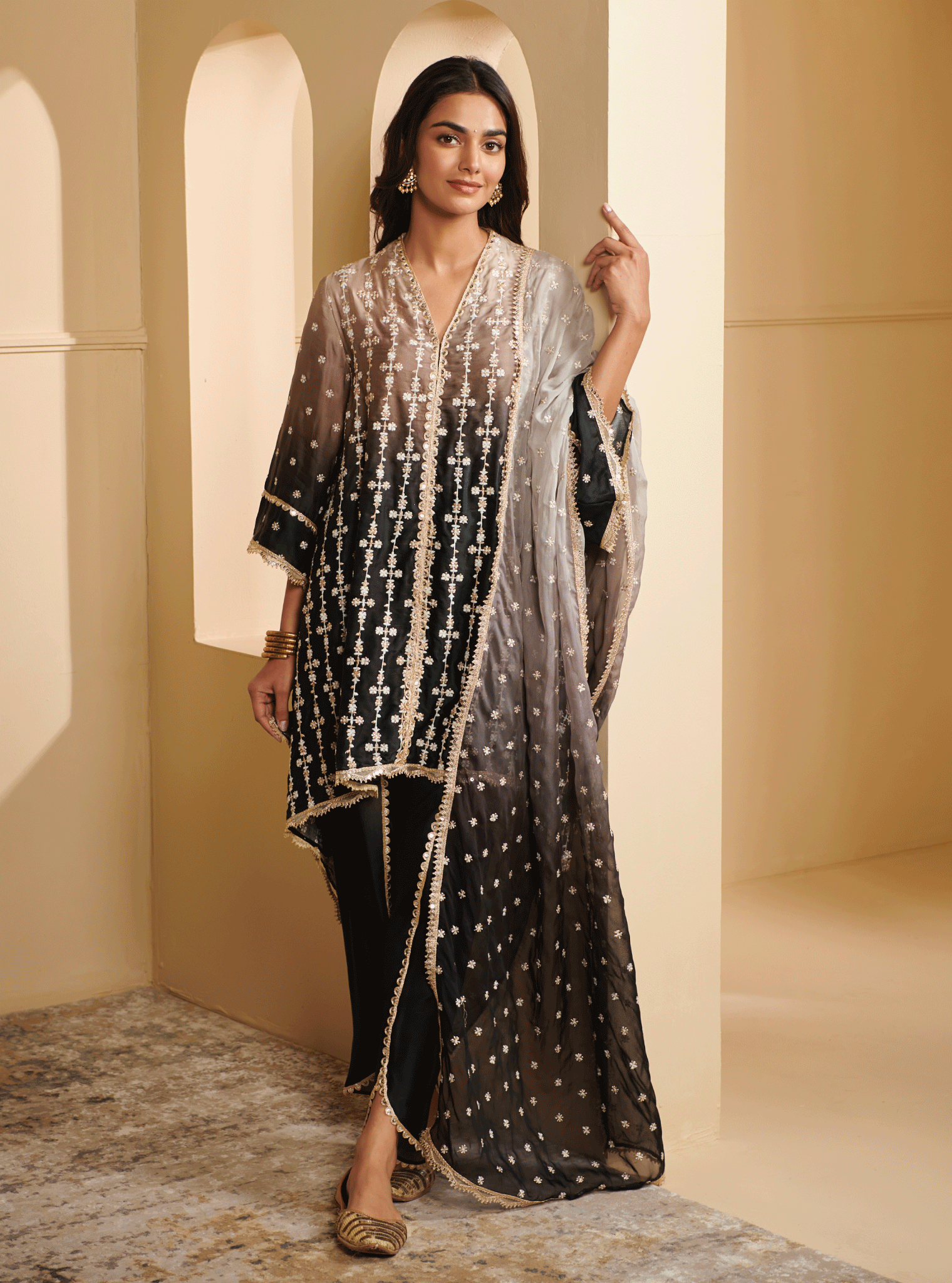 Mulmul Supima Cotton Enya Black Dupatta