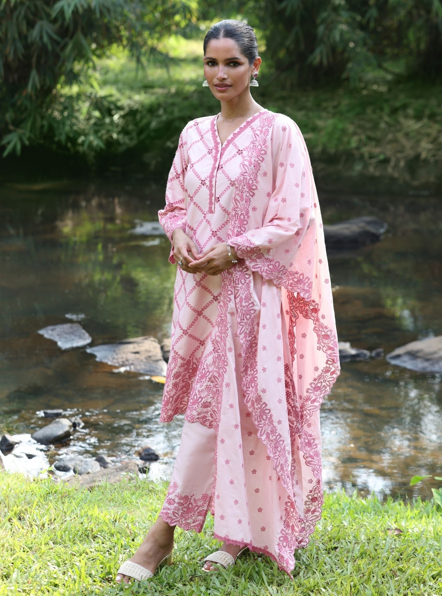 Mulmul Supima Cotton Alohi Light Pink Dupatta