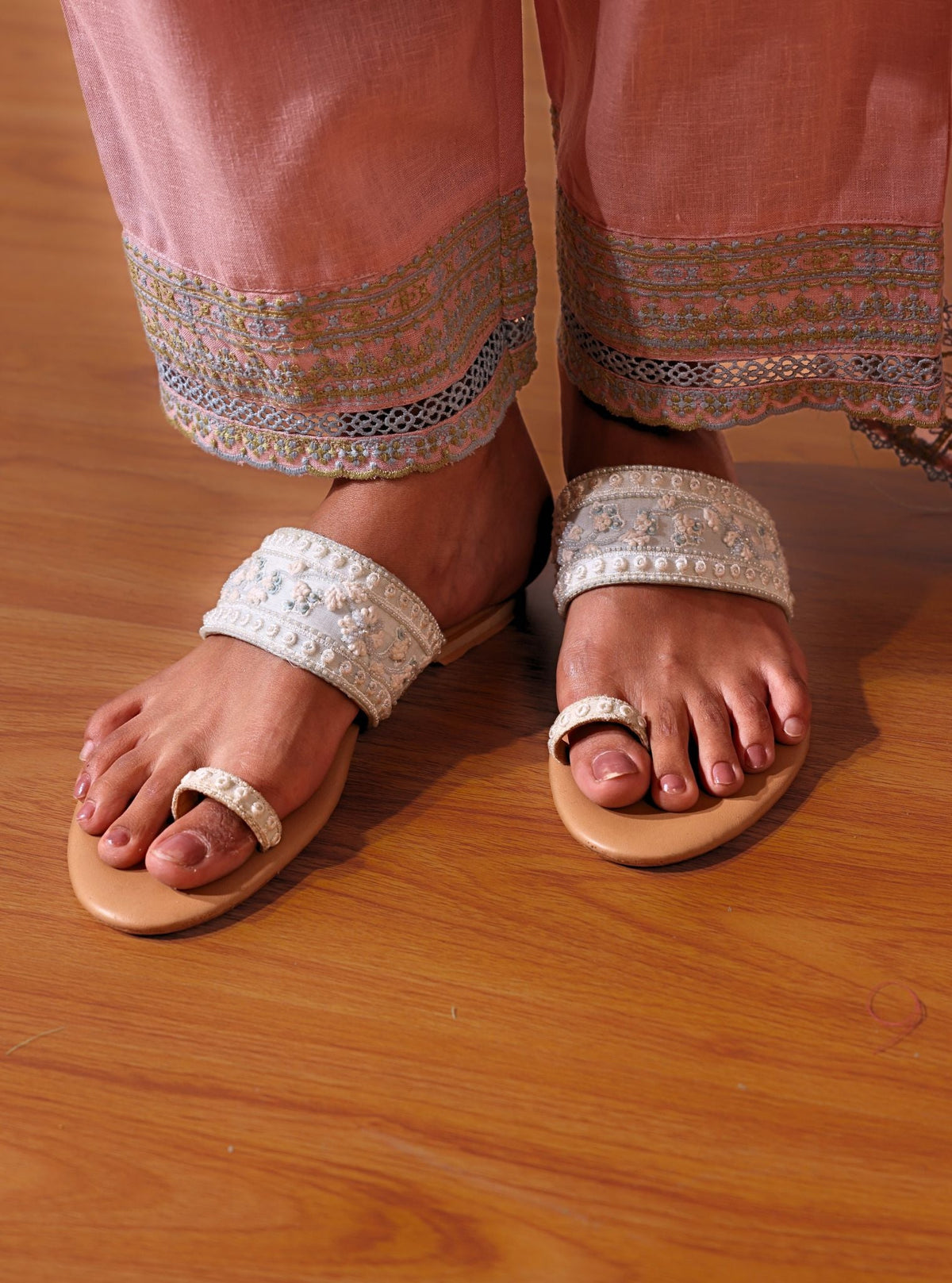 Uroob Sky Blue Vegan Kohlapuri Flats