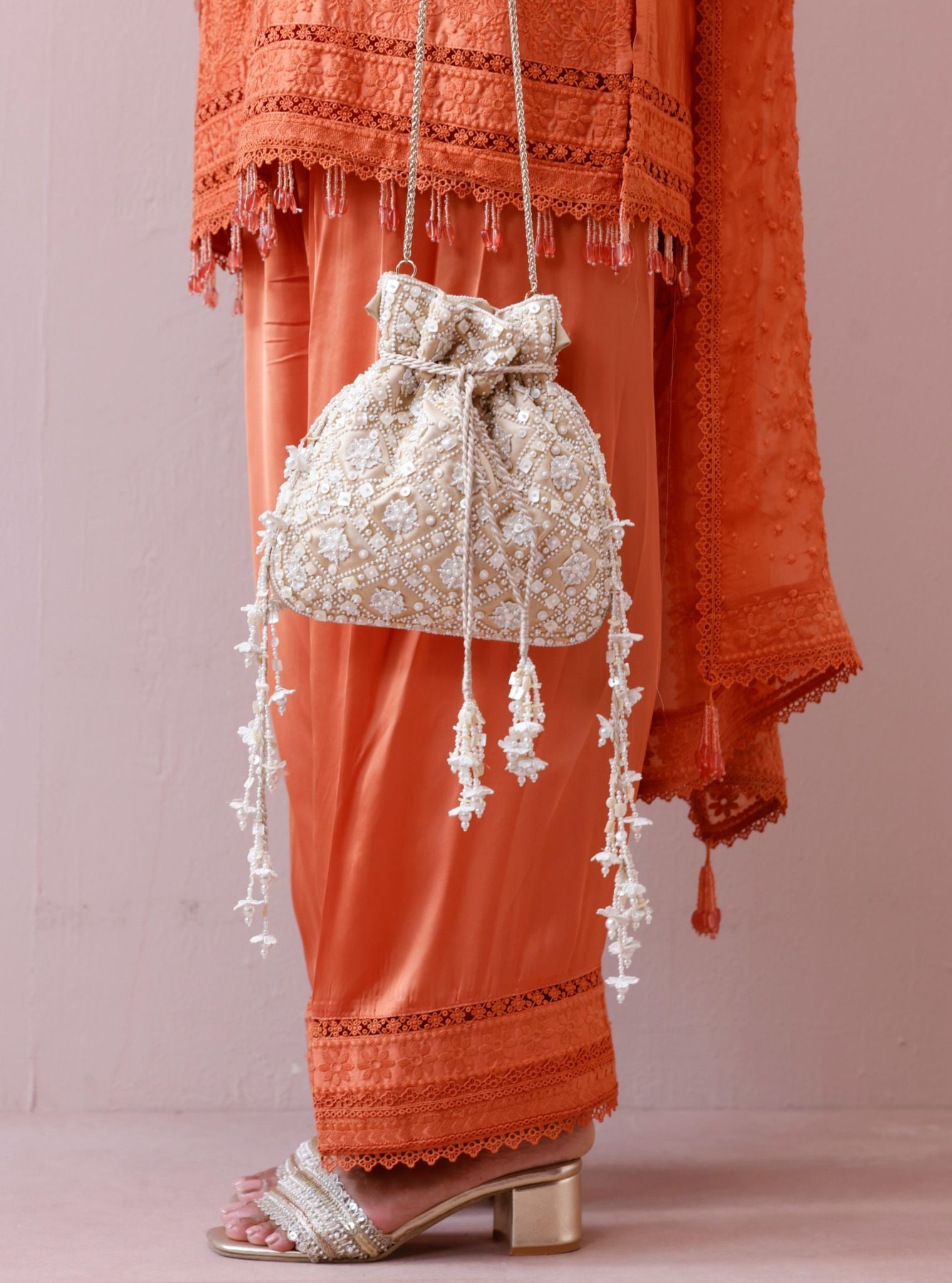 Blooming Dale Light Gold Potli Bag