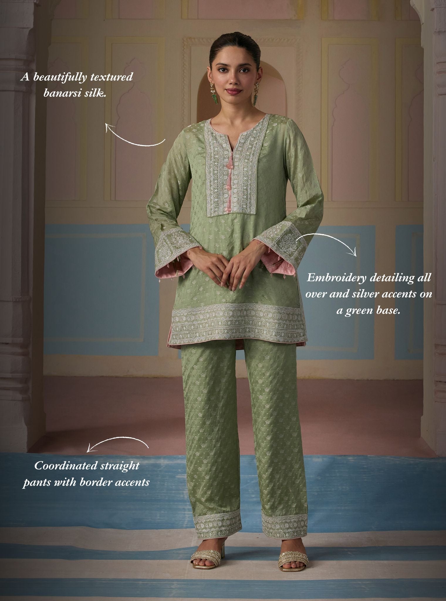 Elara Banarasi Green Co-ord Set
